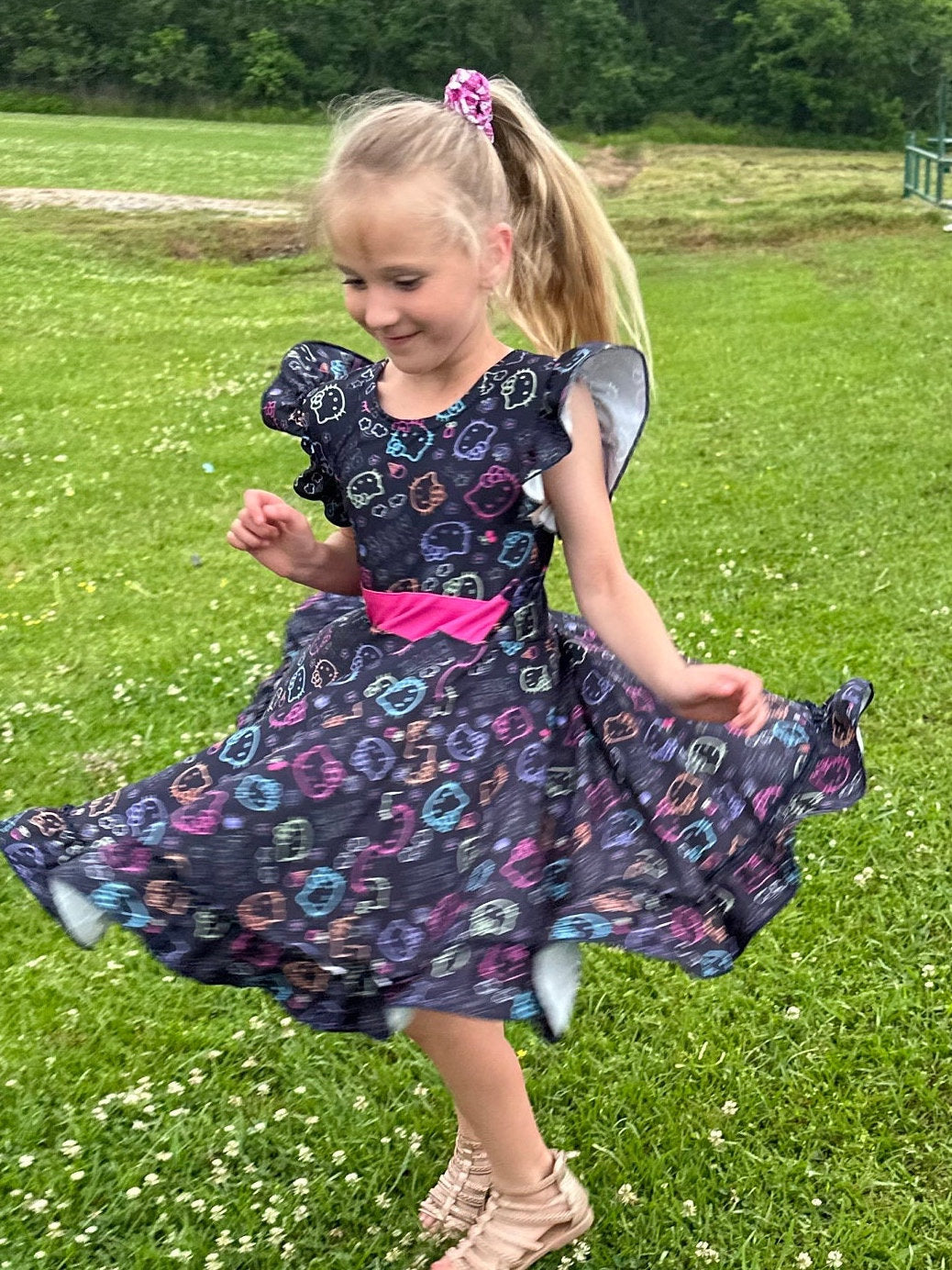 Kawaii Kitty Bow Back Twirl Dress