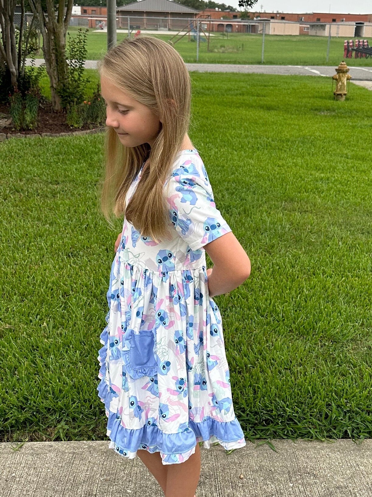 Blue Alien Pocket Twirl Dress