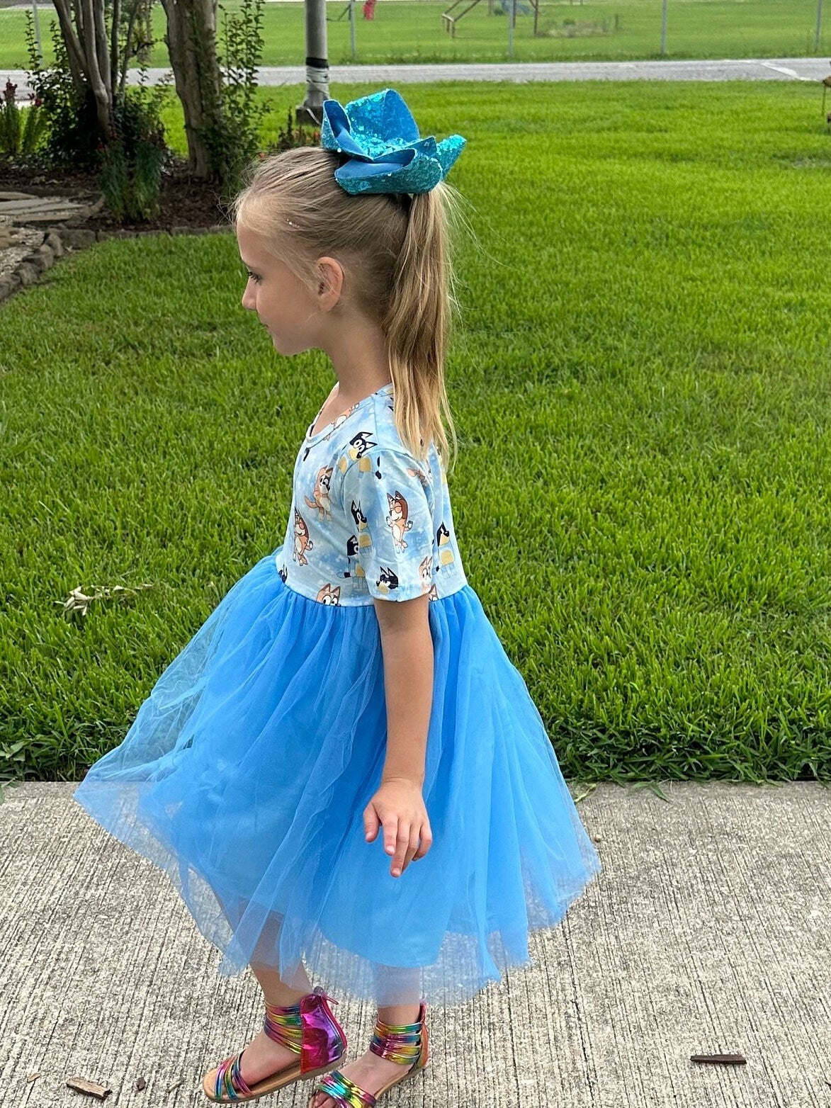 Blue Dog Tulle Twirl Dress