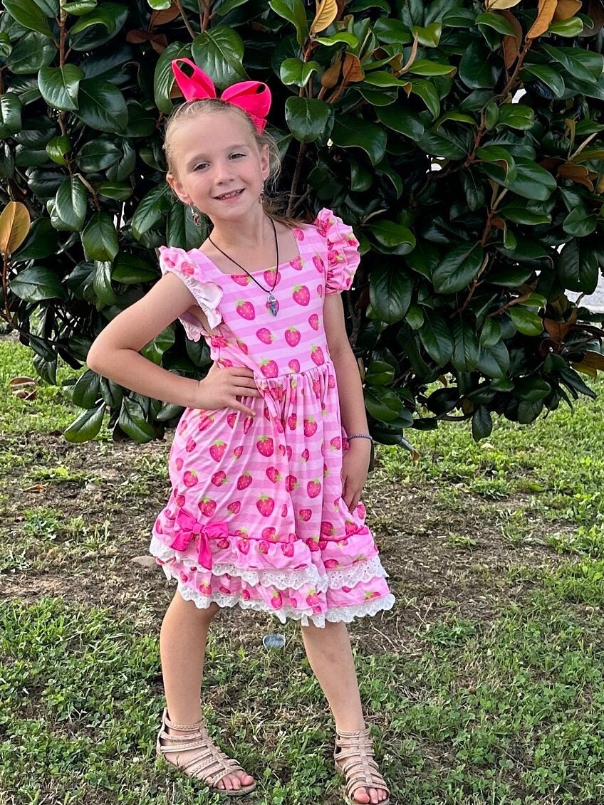 Strawberry Lace and Ruffle Twirl Dress