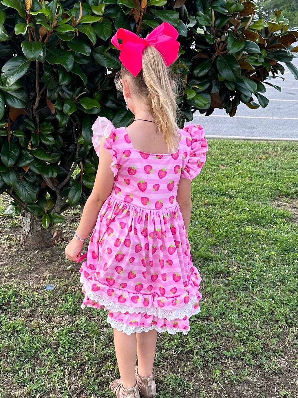 Strawberry Lace and Ruffle Twirl Dress