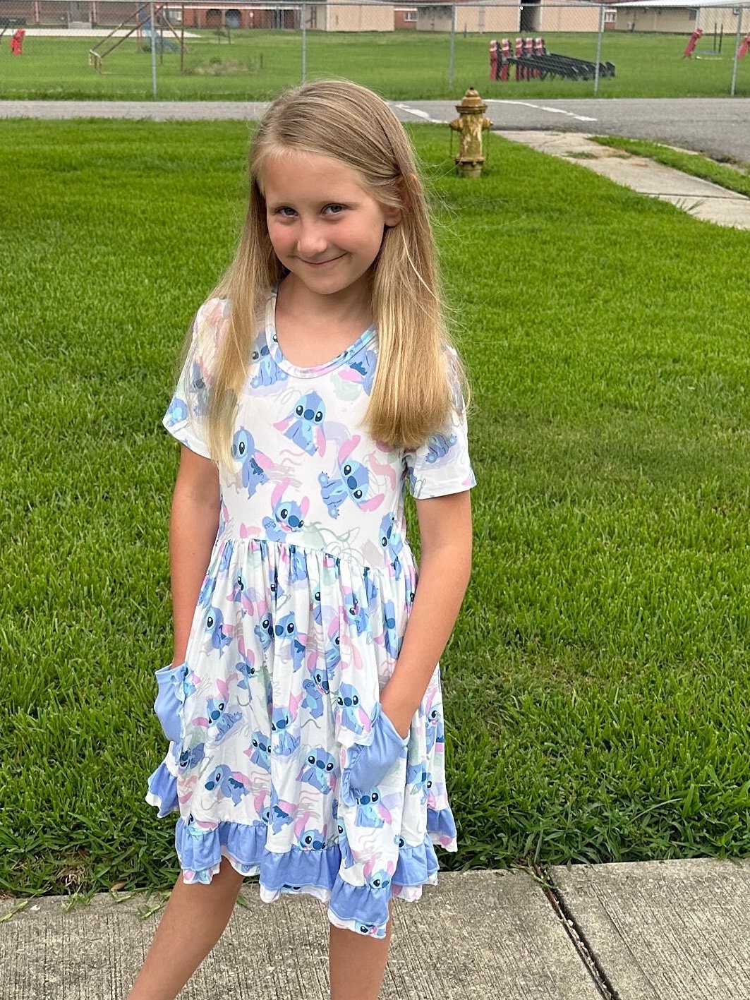 Blue Alien Pocket Twirl Dress