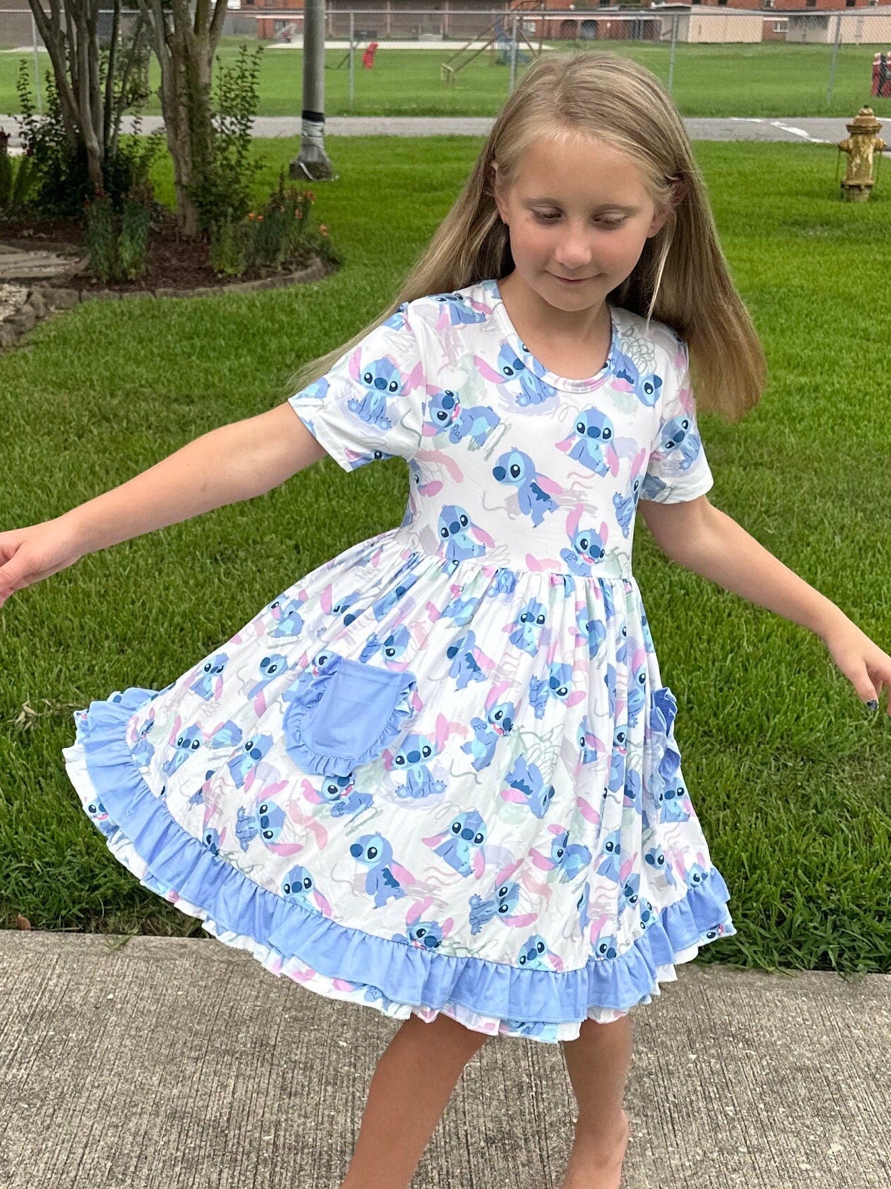 Blue Alien Pocket Twirl Dress