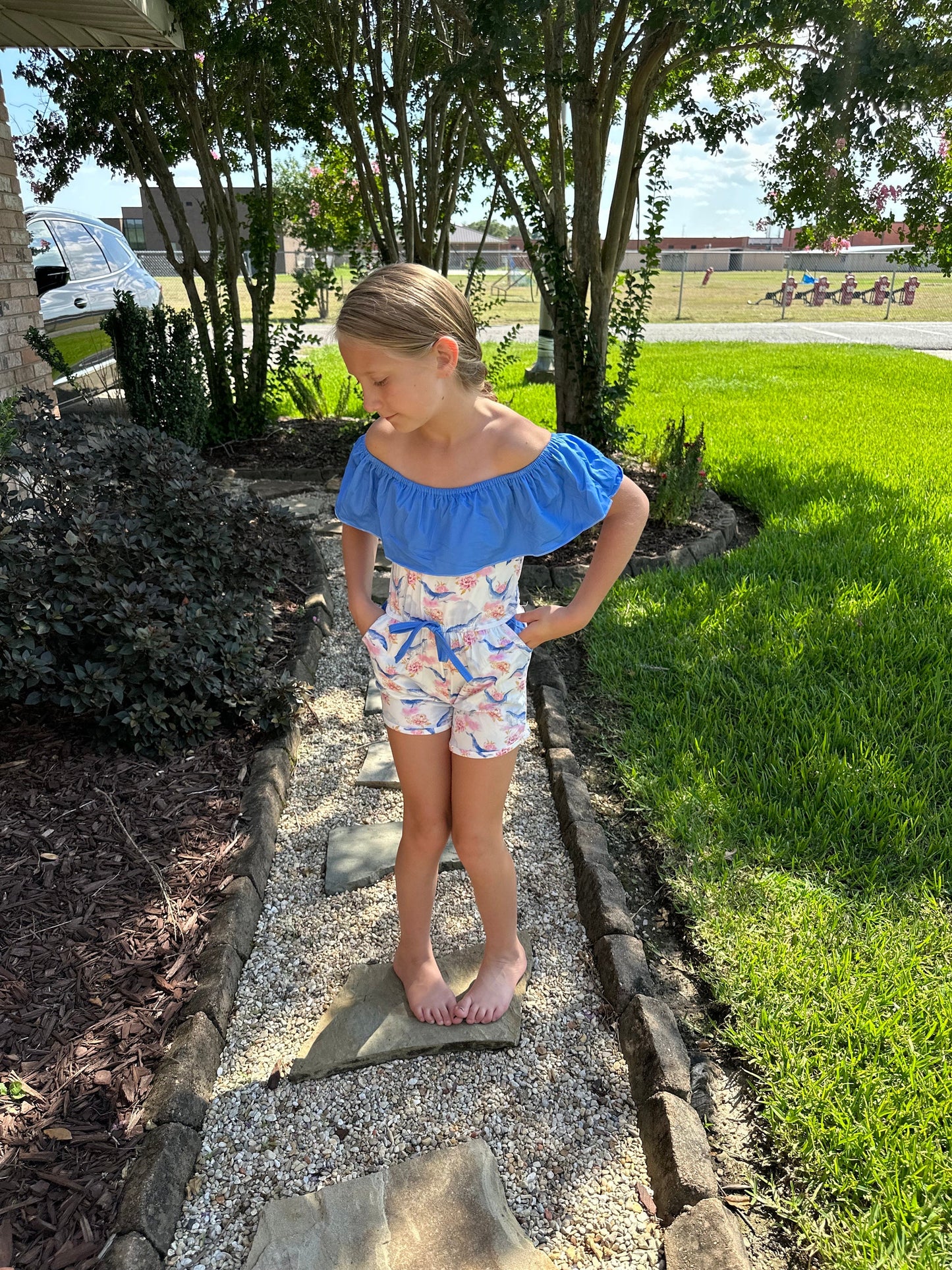 Whales and Roses Romper