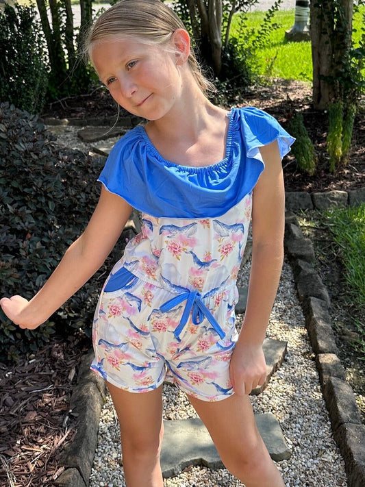 Whales and Roses Romper