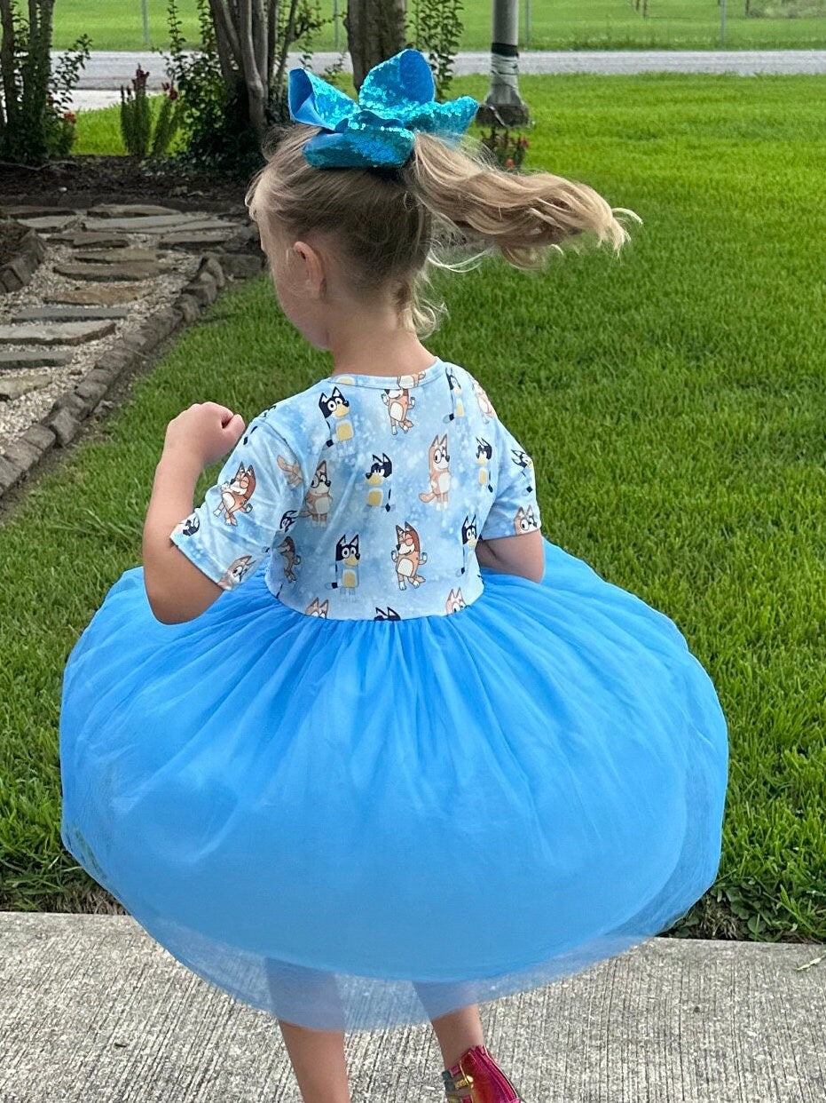 Blue Dog Tulle Twirl Dress
