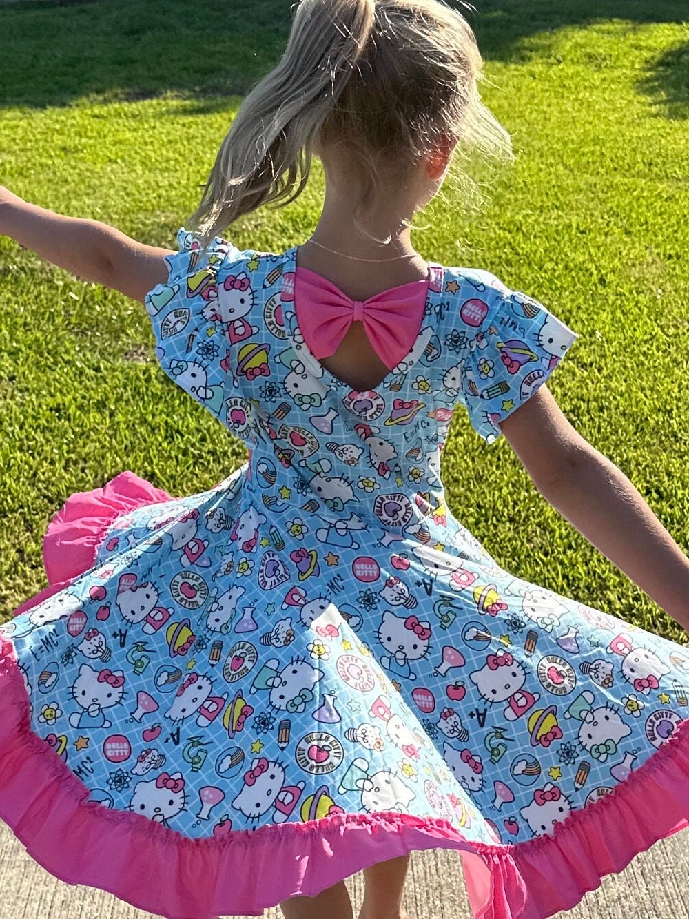 Kawaii Cat School Twirl Dress
