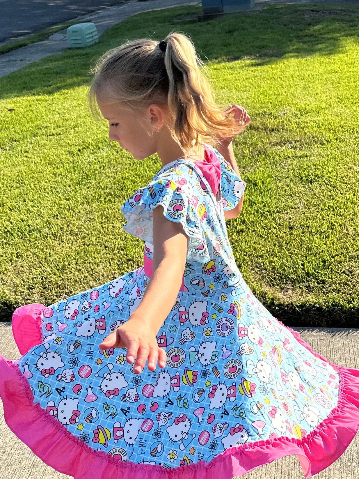 Kawaii Cat School Twirl Dress