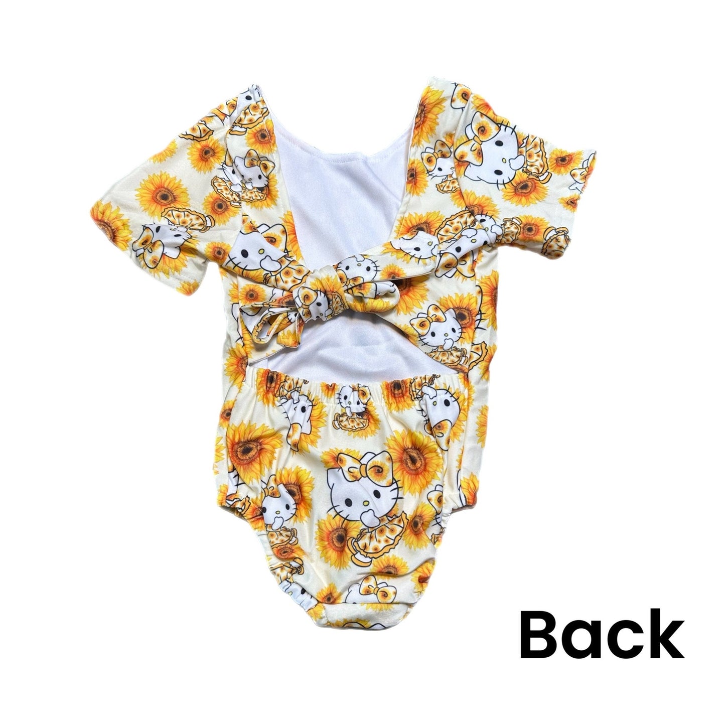 Kawaii Cat and Sunflowers One Piece Swim