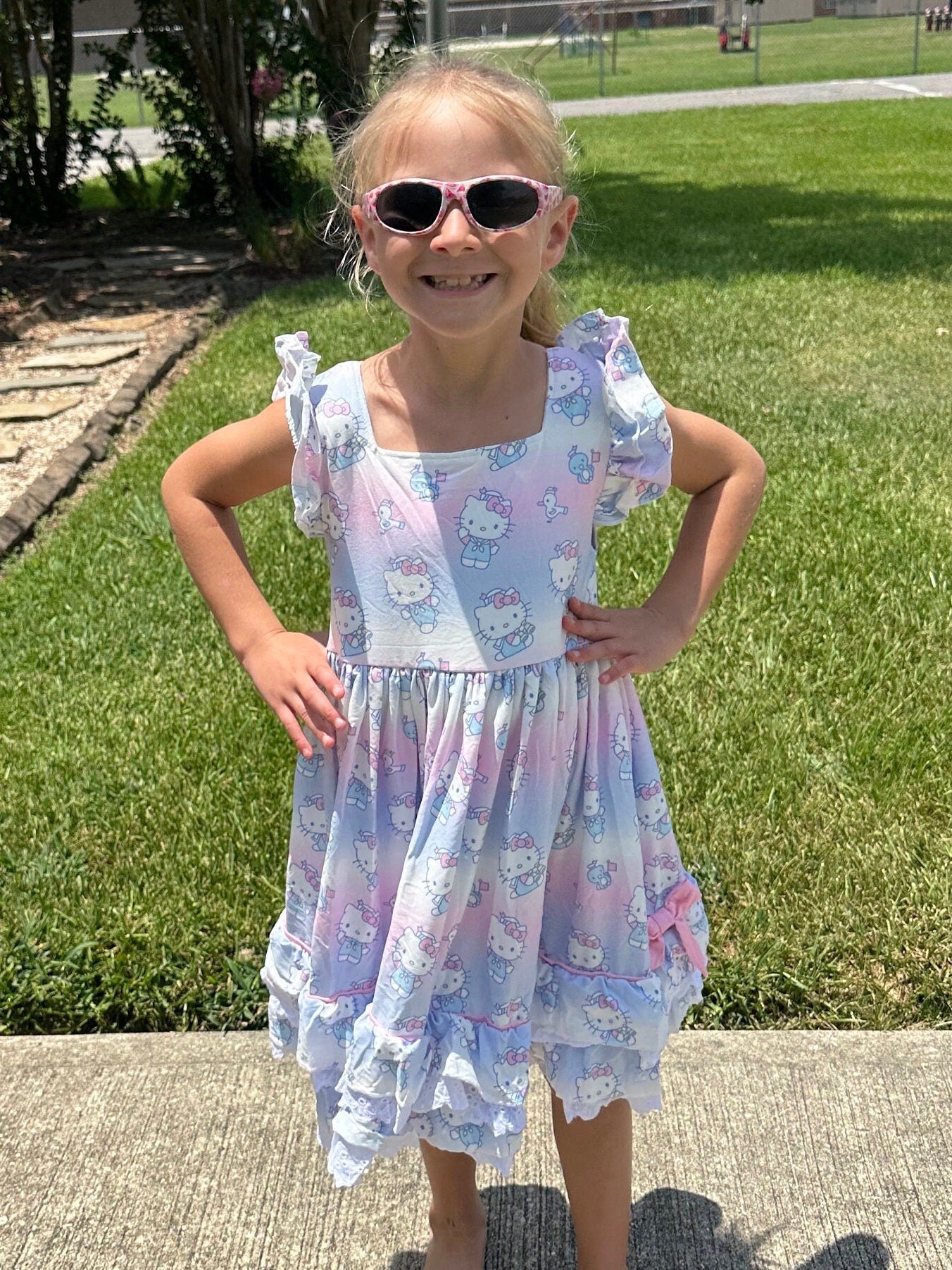 Pastel Kawii Cat Lace and Ruffle Dress