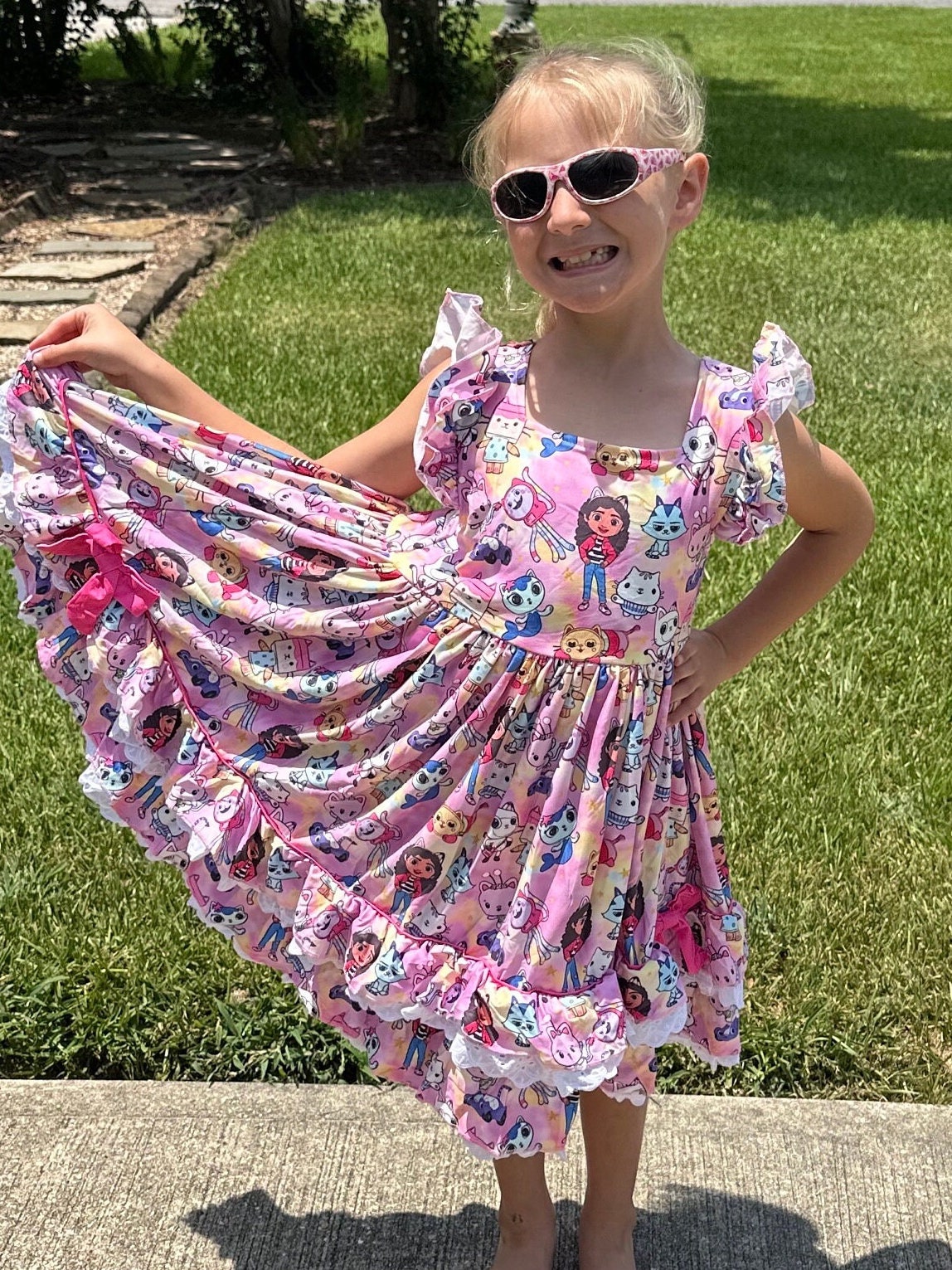 Pink Dollhouse Ruffle and Lace Twirl Dress