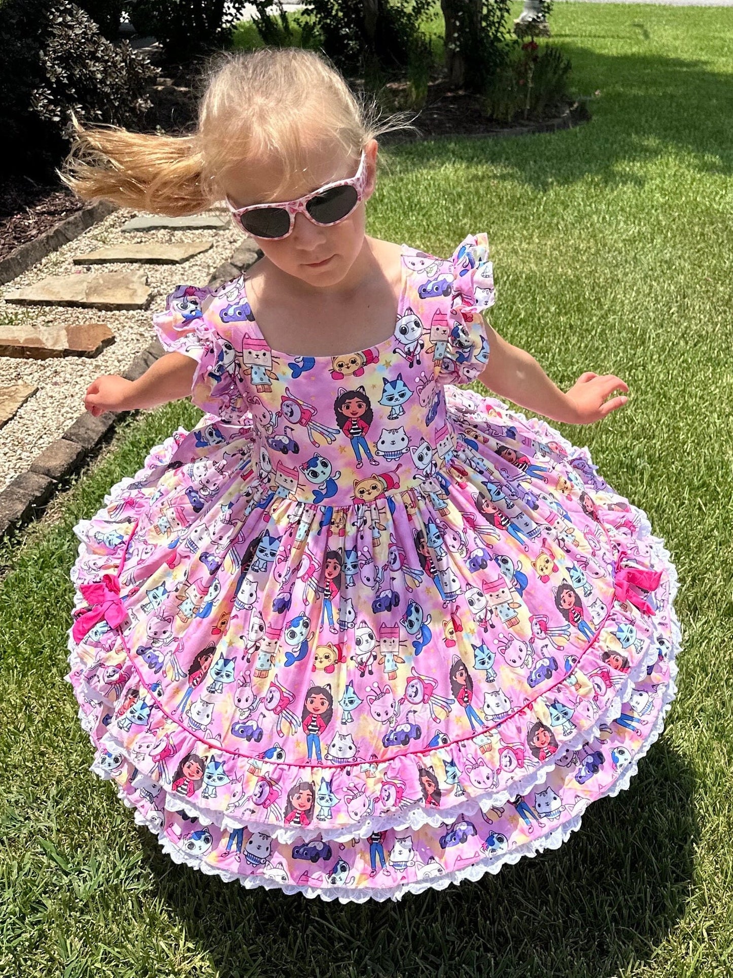 Pink Dollhouse Ruffle and Lace Twirl Dress