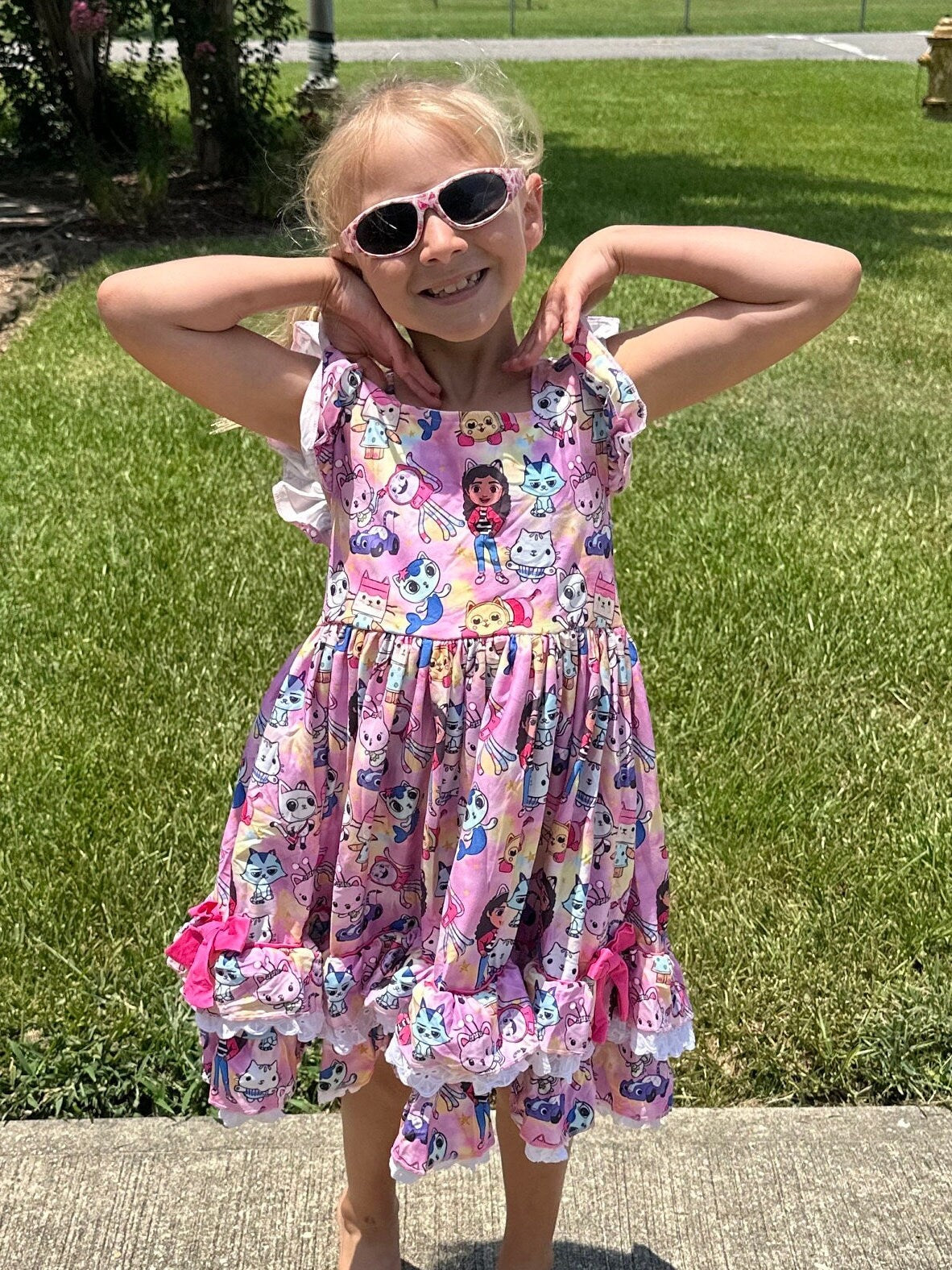 Pink Dollhouse Ruffle and Lace Twirl Dress