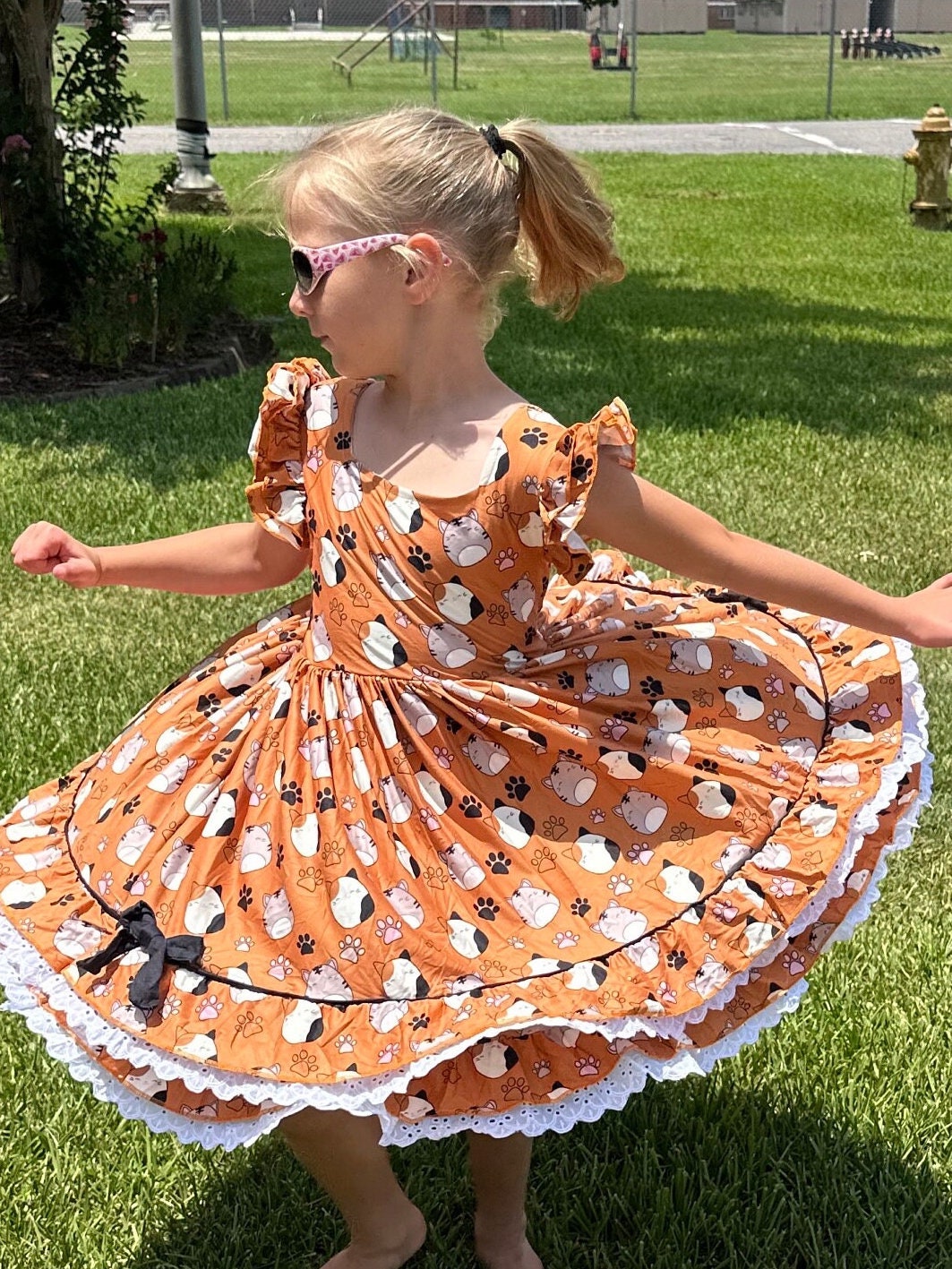 Squishmallow Kitties Lace and Ruffle Twirl Dress
