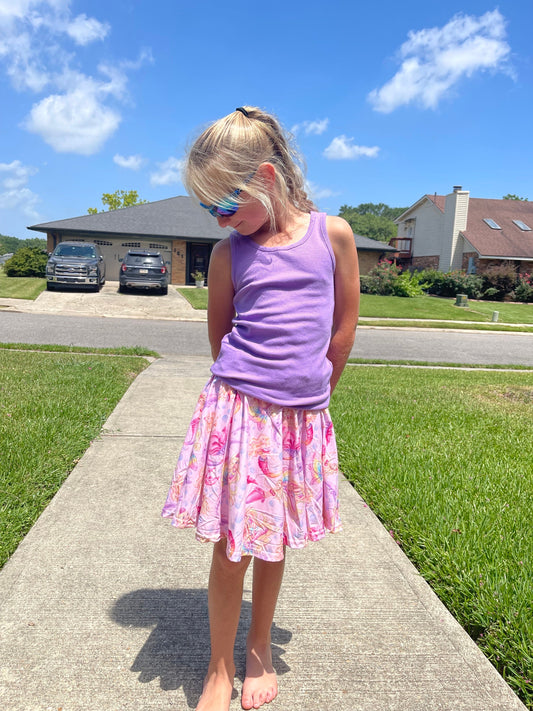 Pink doll mermaid Twirl Skort