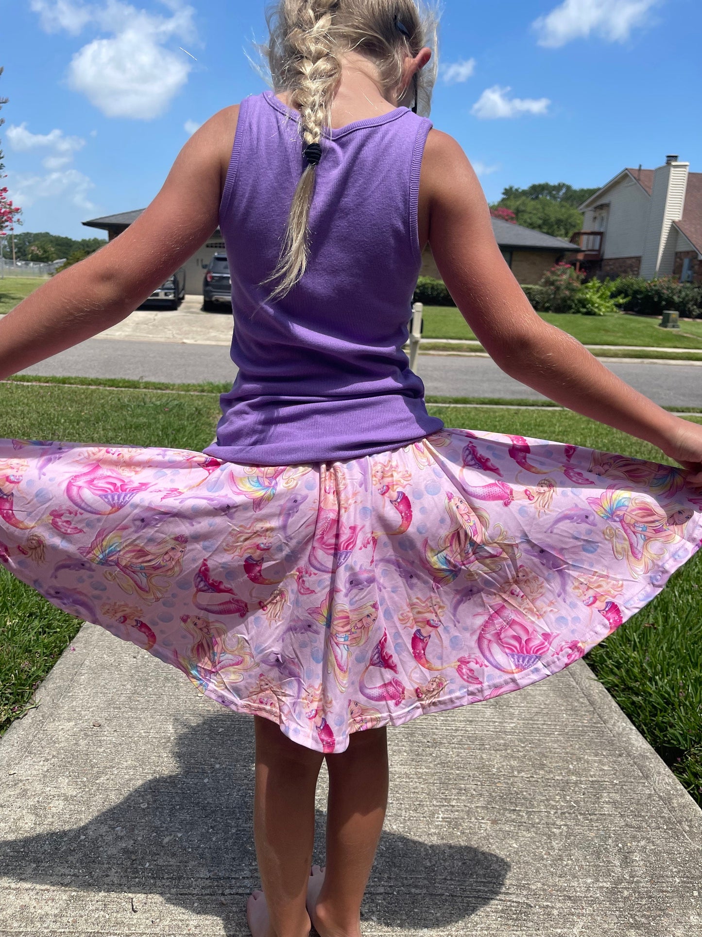 Pink doll mermaid Twirl Skort