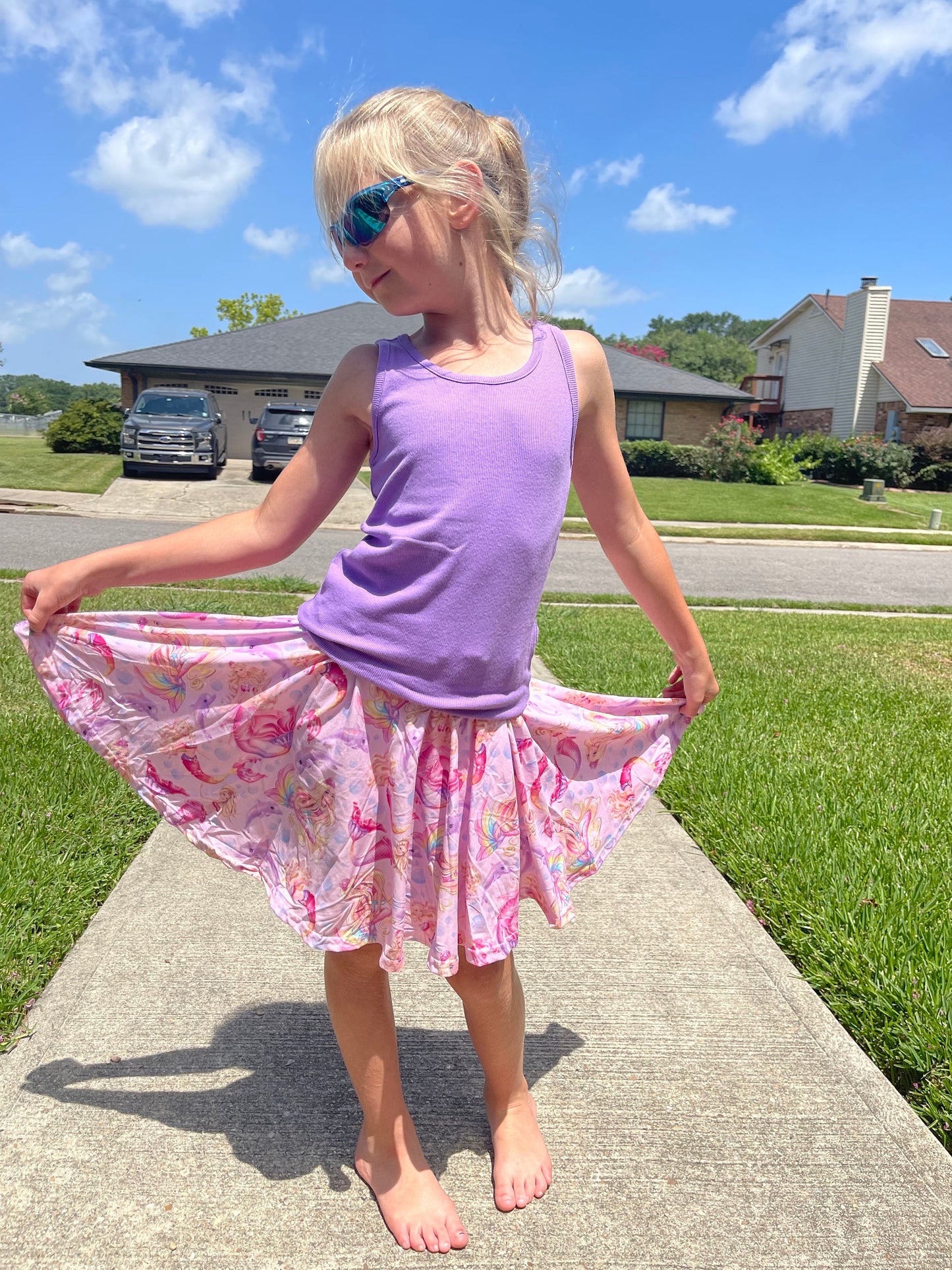 Pink doll mermaid Twirl Skort
