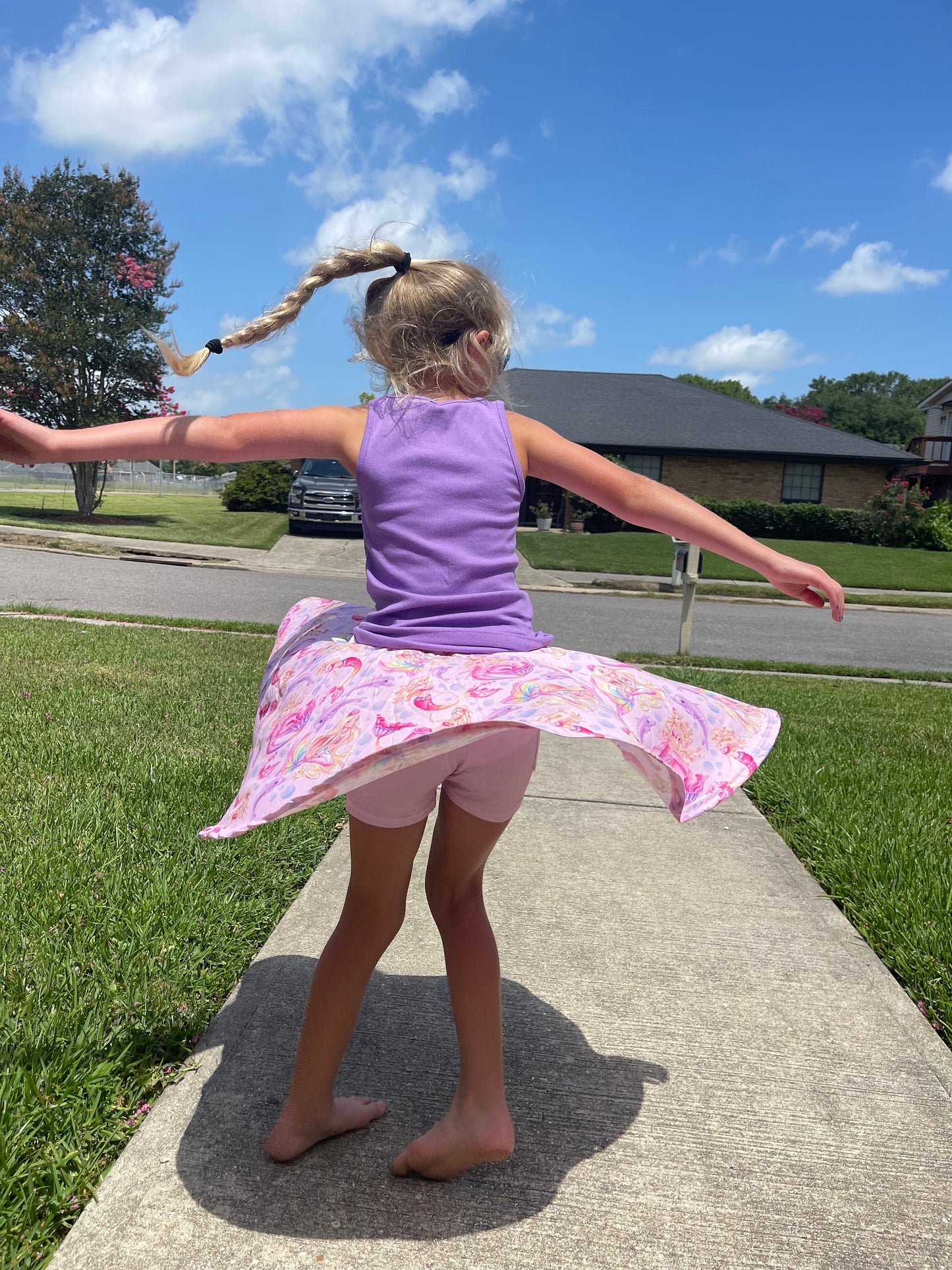 Pink doll mermaid Twirl Skort