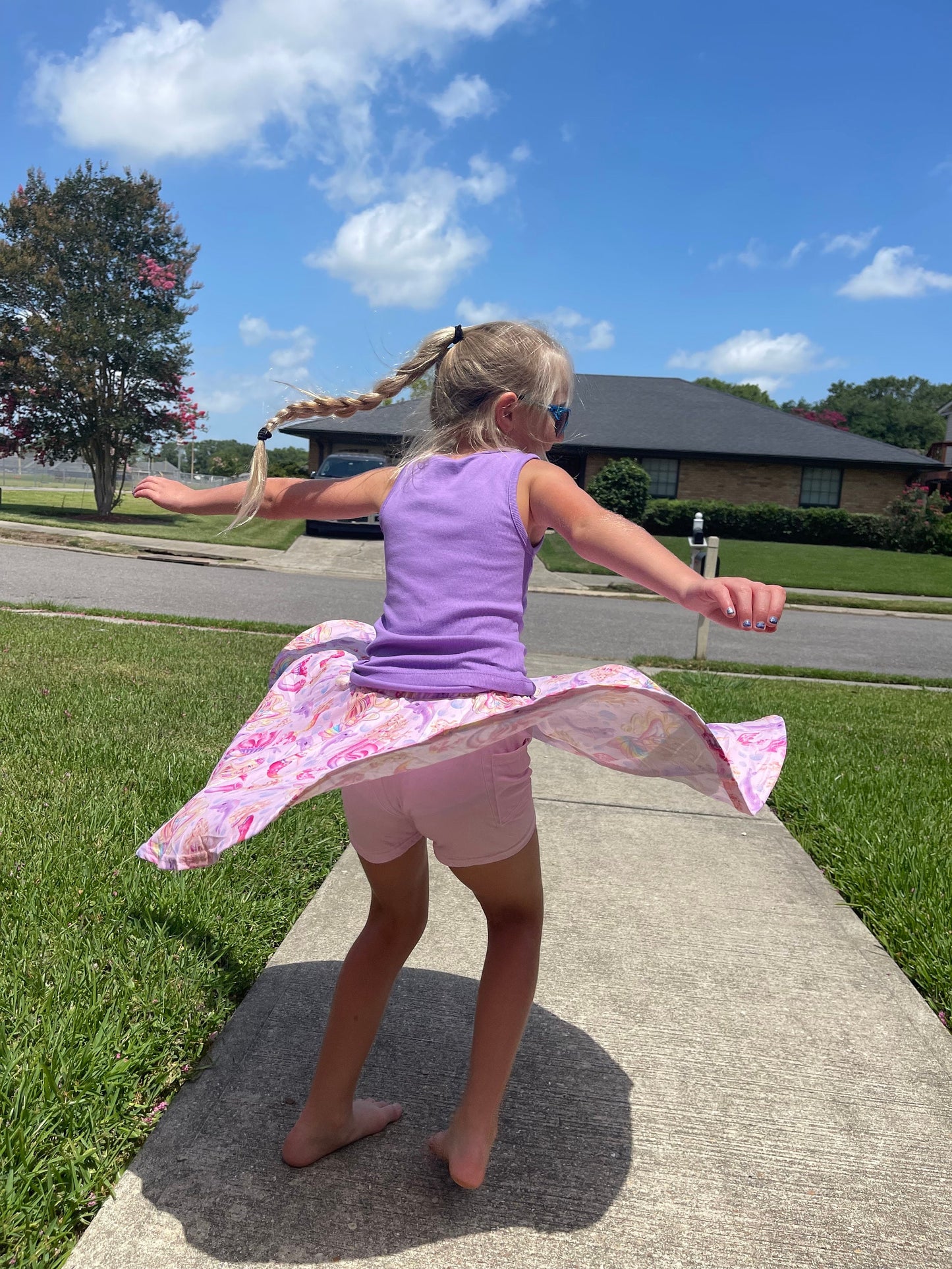 Pink doll mermaid Twirl Skort