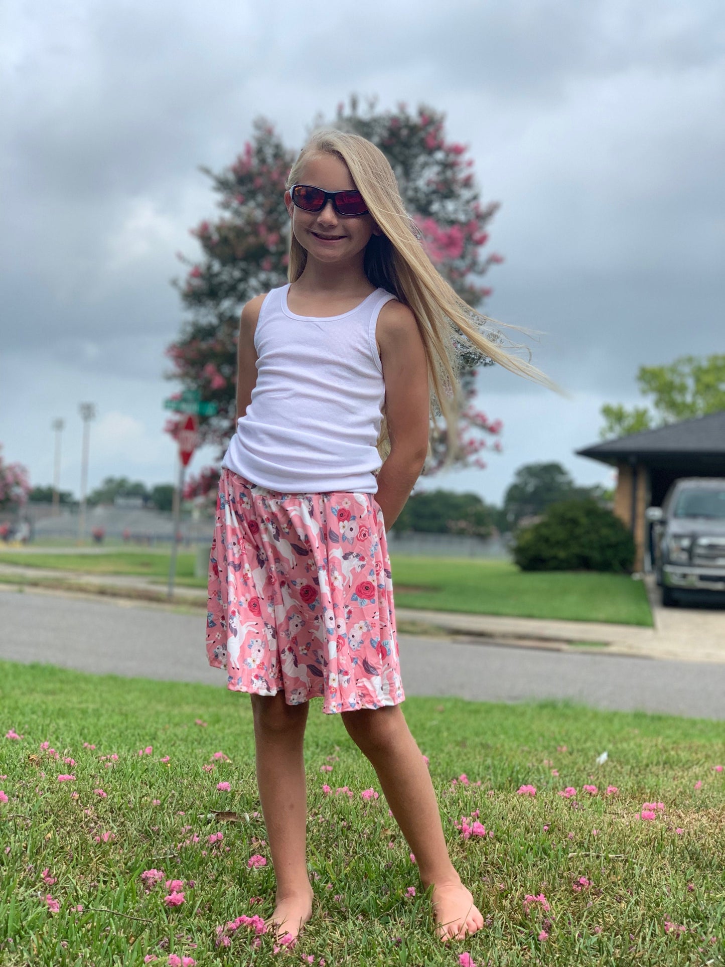 Floral Unicorn Twirl Skort