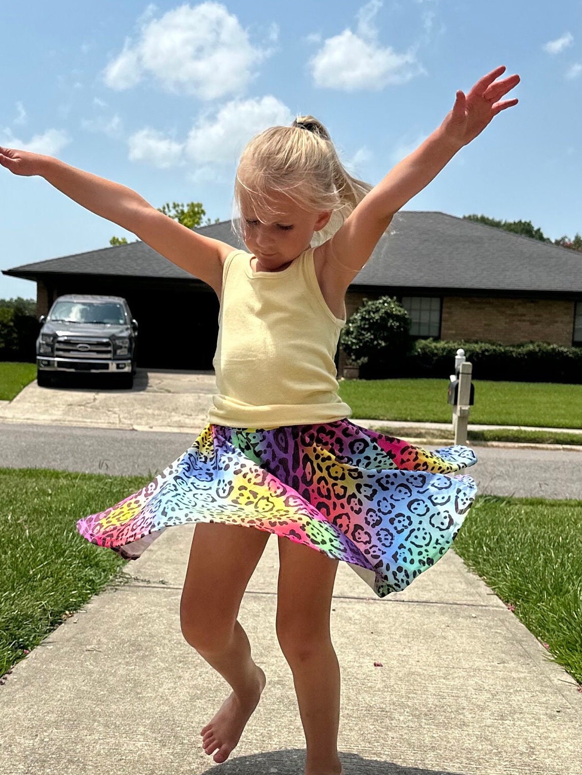 Rainbow Leopard Twirl Skort