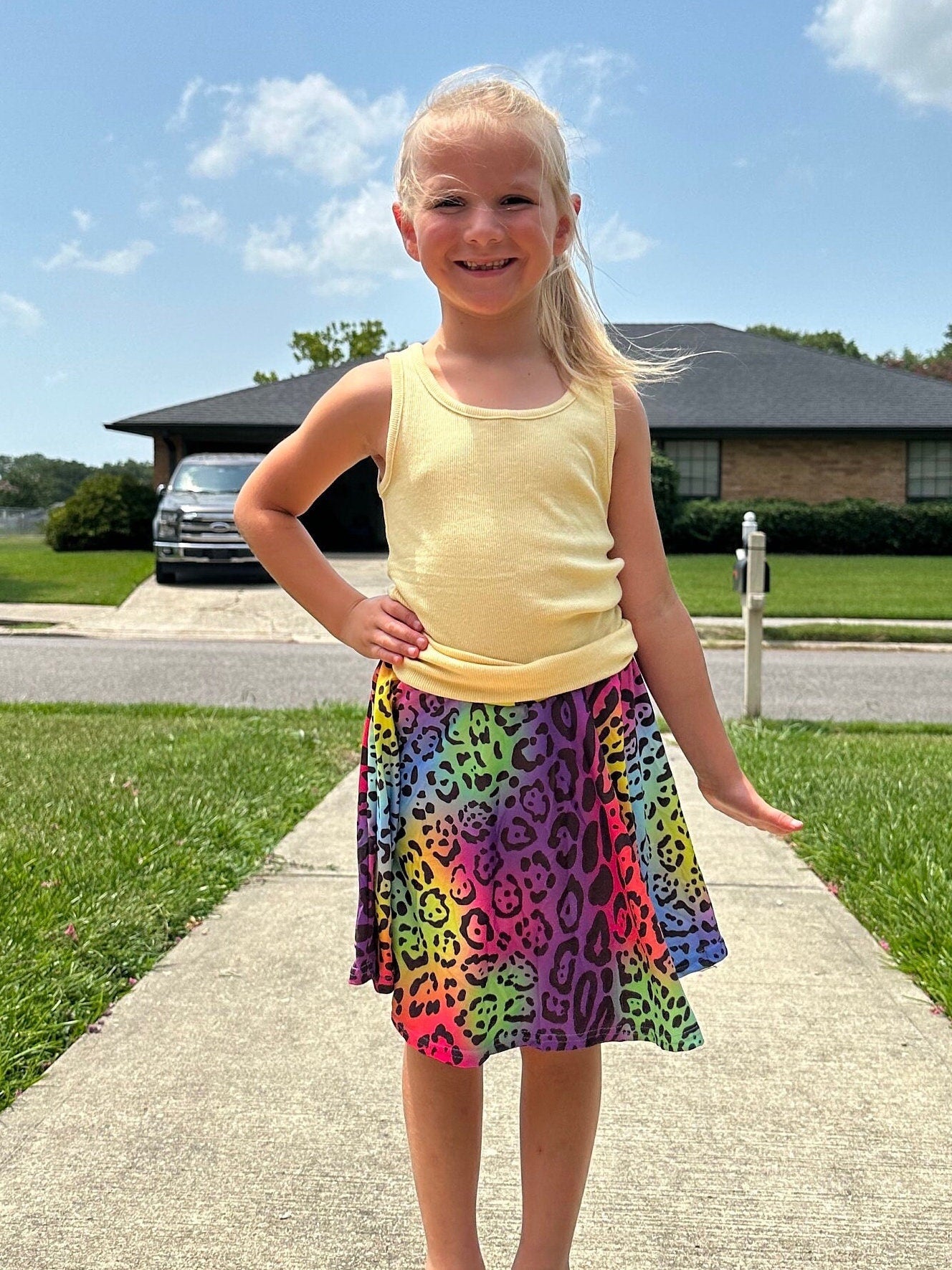 Rainbow Leopard Twirl Skort