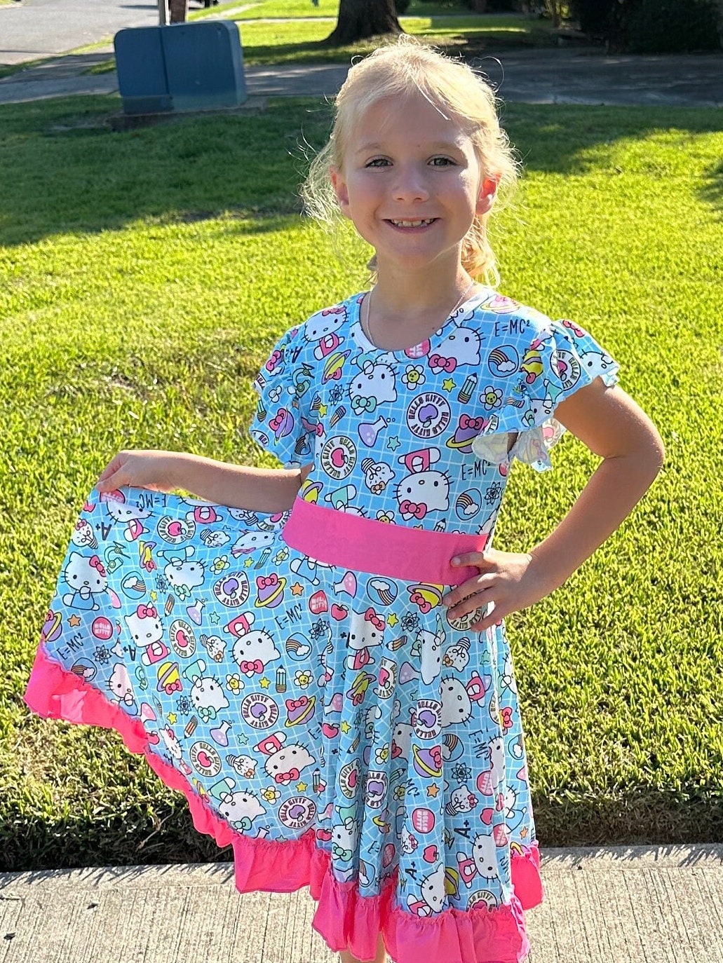 Kawaii Cat School Twirl Dress