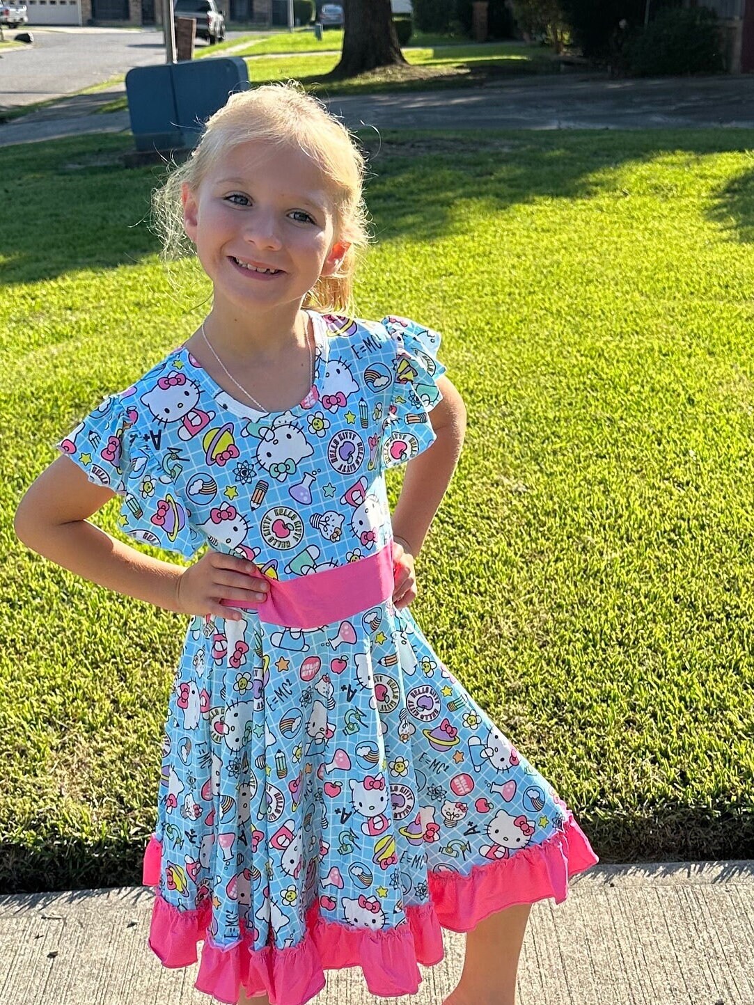 Kawaii Cat School Twirl Dress