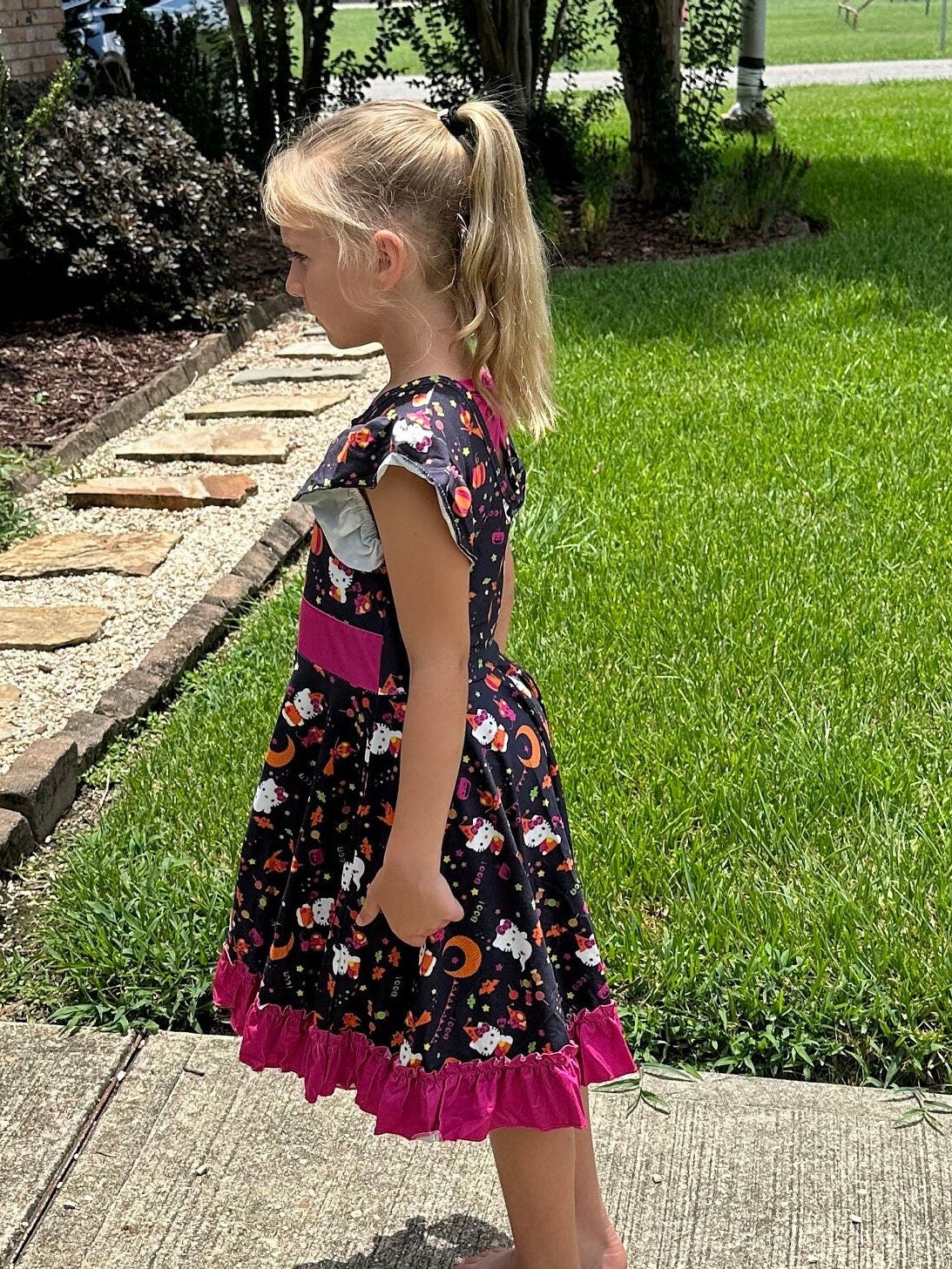 Halloween Kawaii Cat Bow Back Twirl Dress