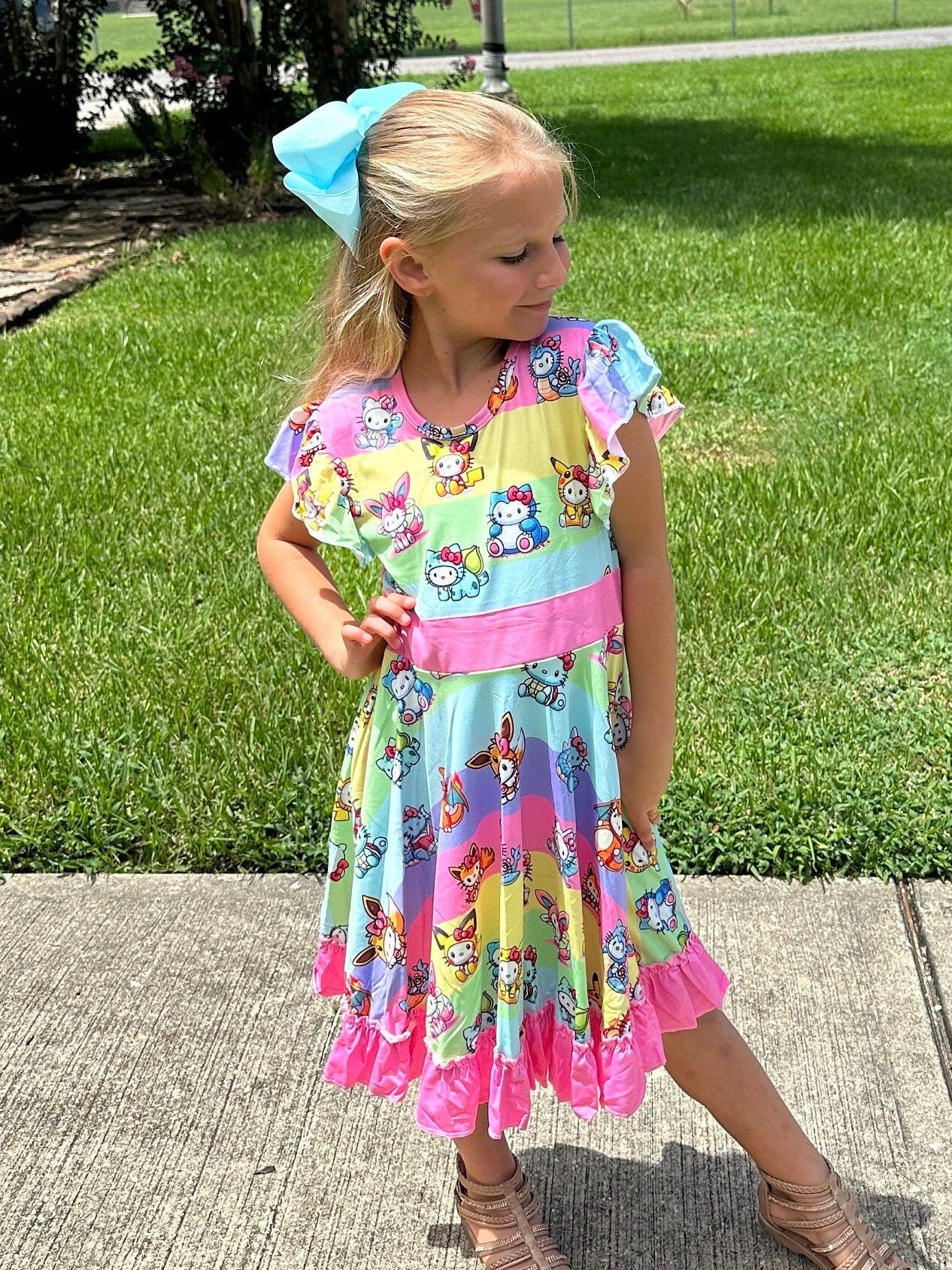 Kawaii Cat Pocket Characters Twirl Dress