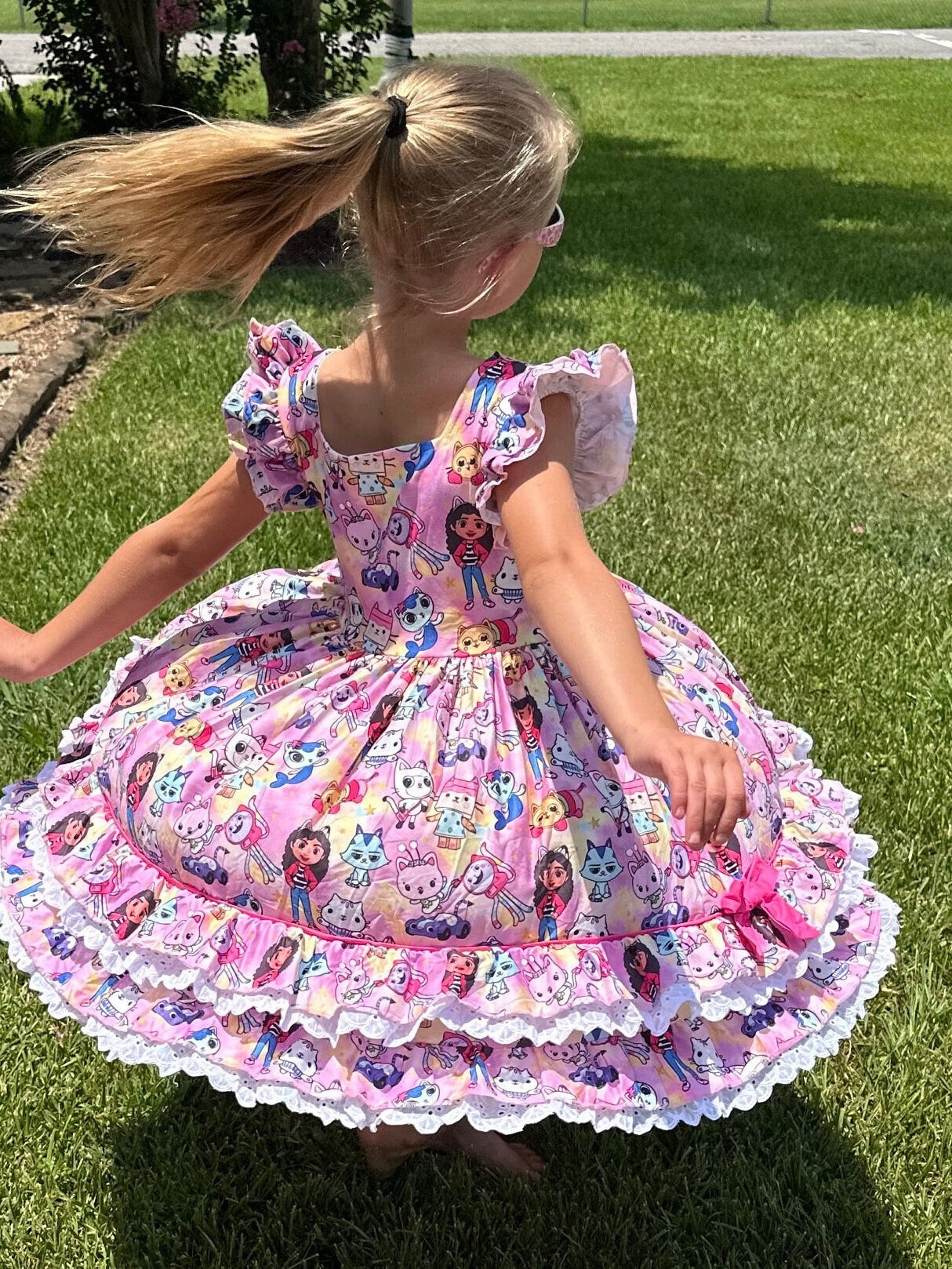 Pink Dollhouse Ruffle and Lace Twirl Dress