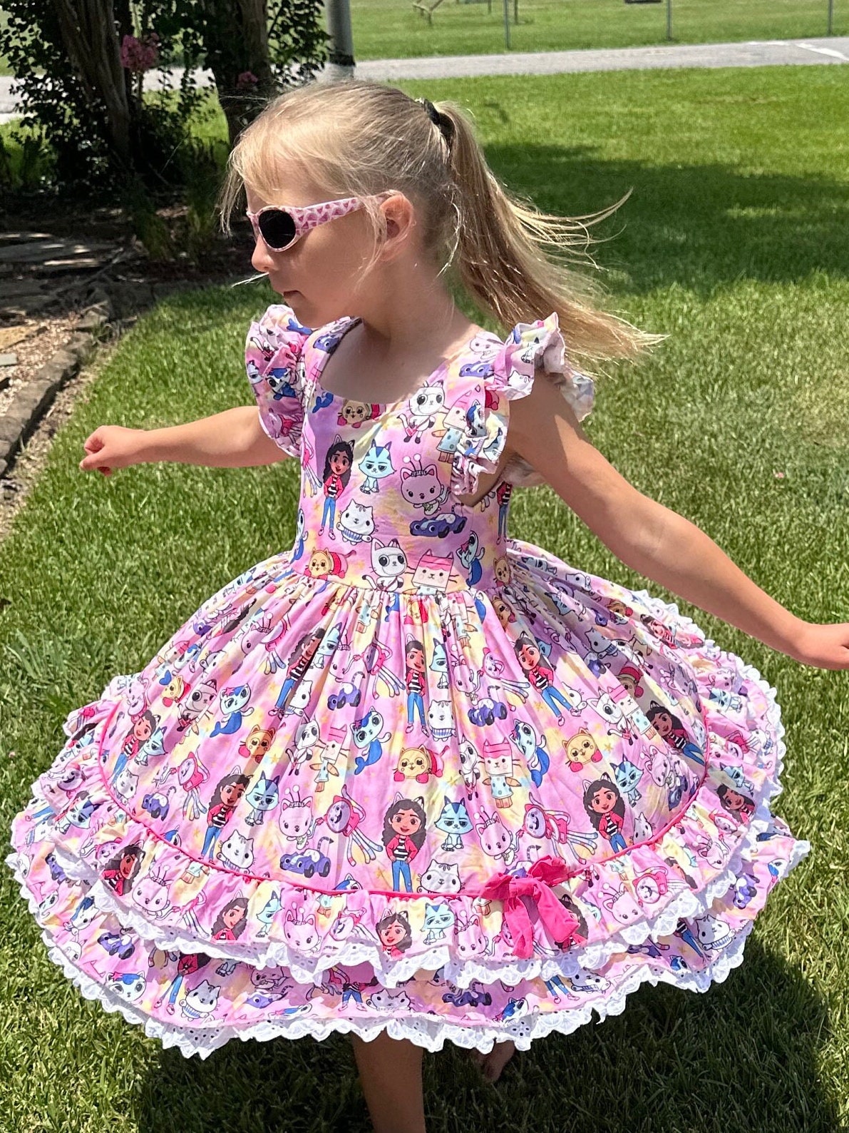 Pink Dollhouse Ruffle and Lace Twirl Dress