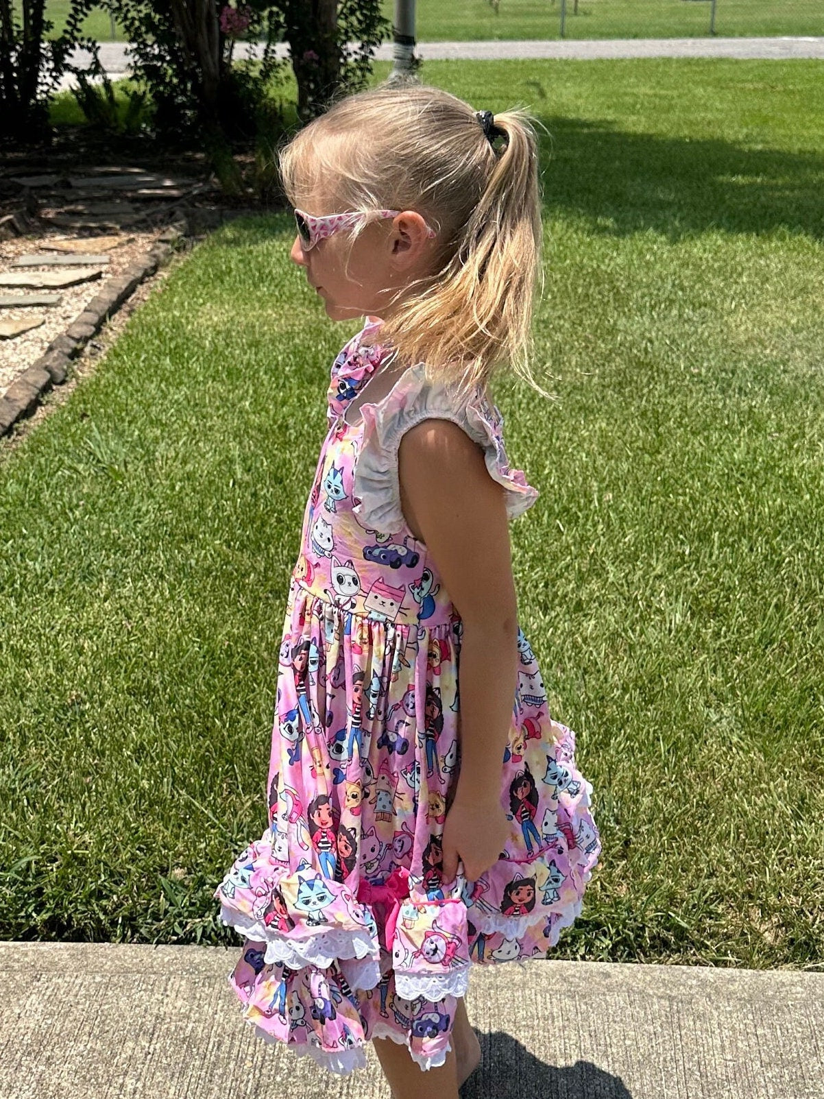 Pink Dollhouse Ruffle and Lace Twirl Dress