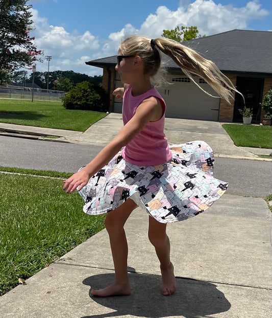 Chubby kawaii cats Twirl Skort