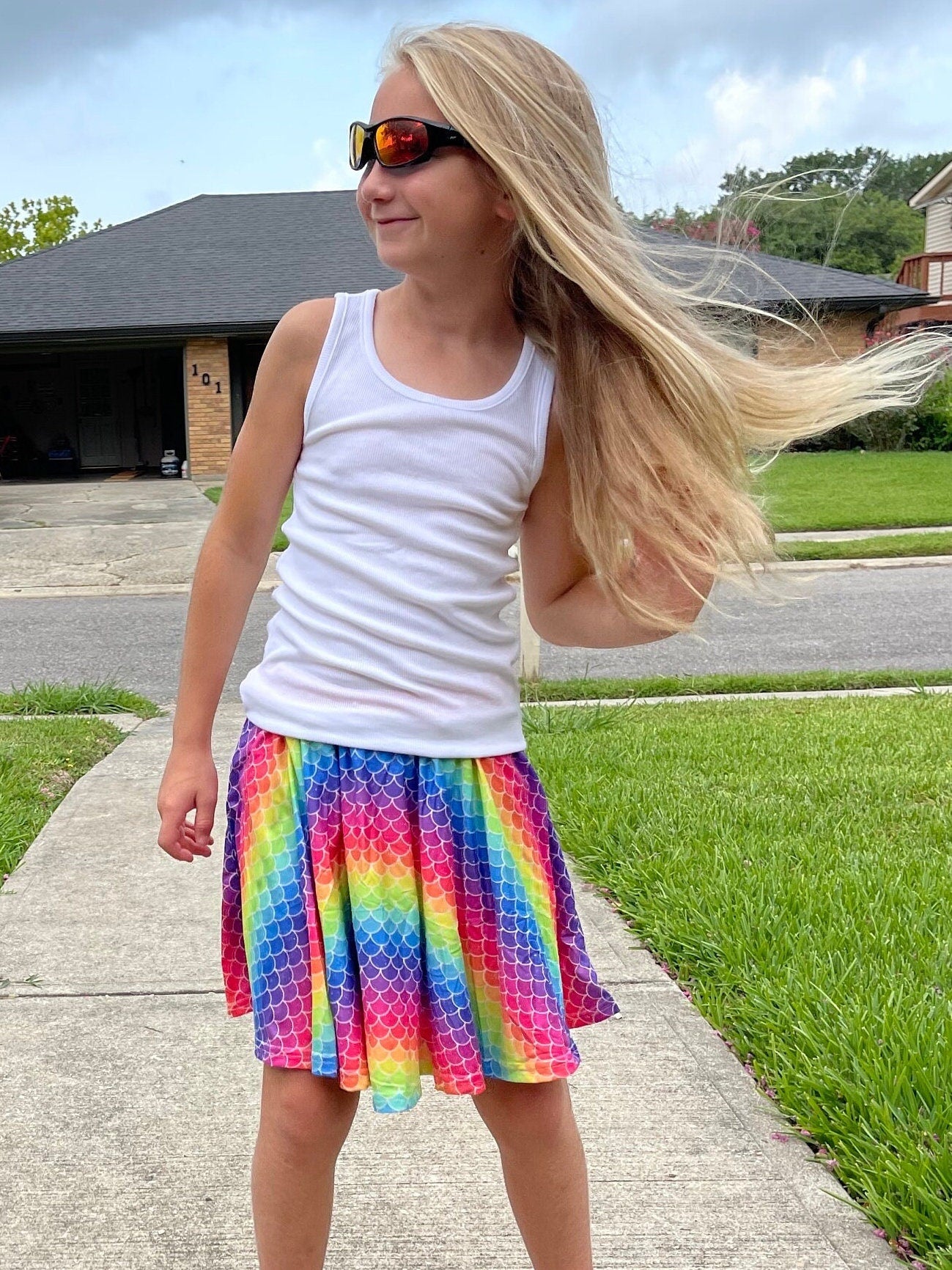 Mermaid scales Skort with shorts