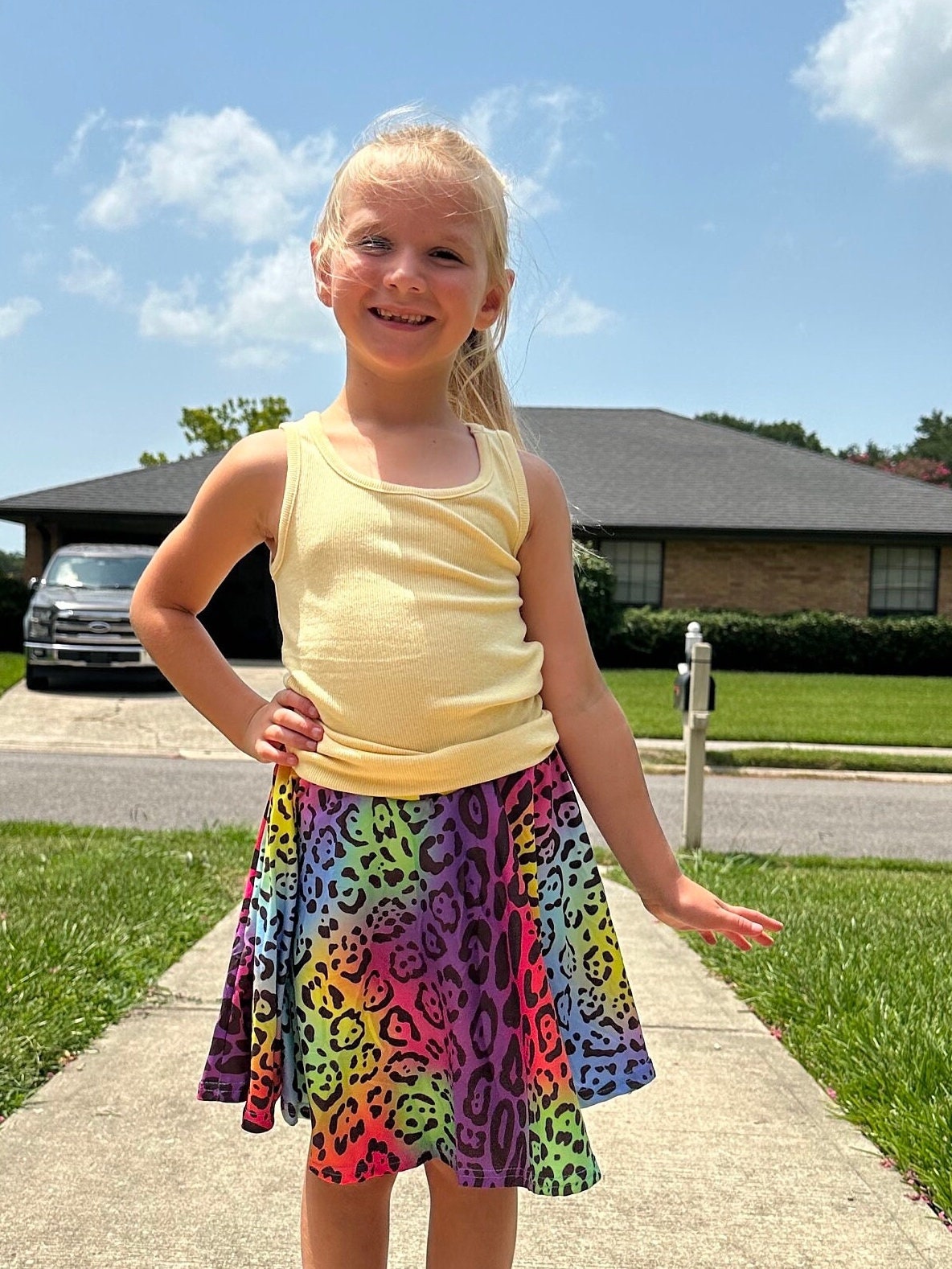 Rainbow Leopard Twirl Skort