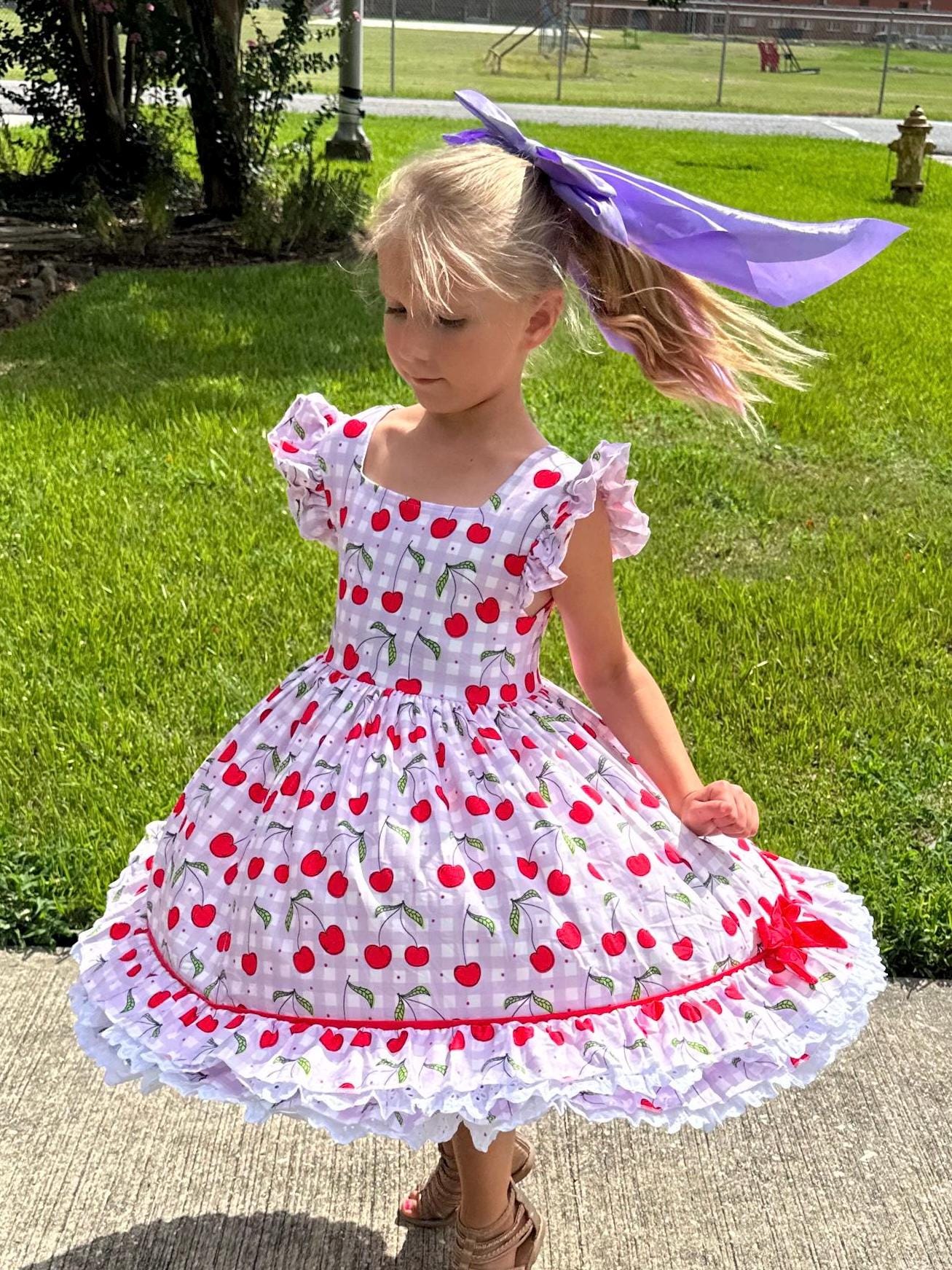 Cherries Lace and Ruffle Twirl Dress