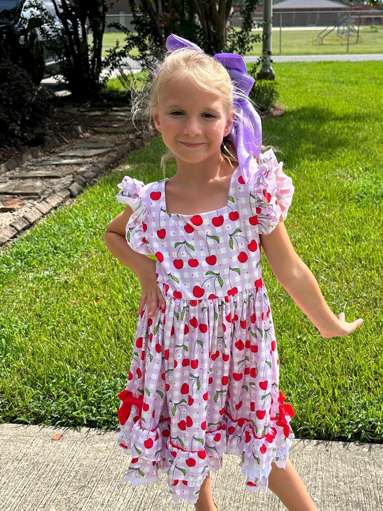 Cherries Lace and Ruffle Twirl Dress
