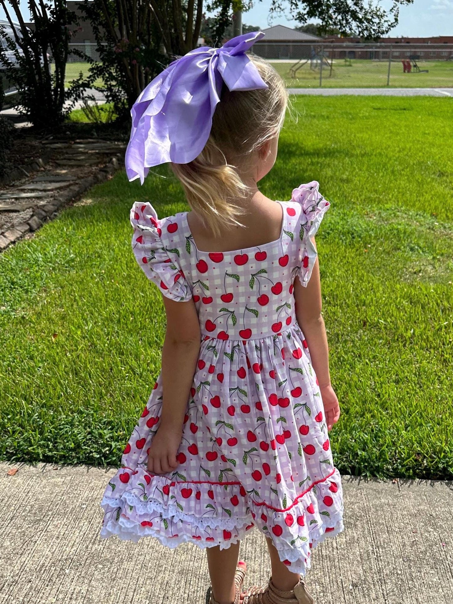 Cherries Lace and Ruffle Twirl Dress