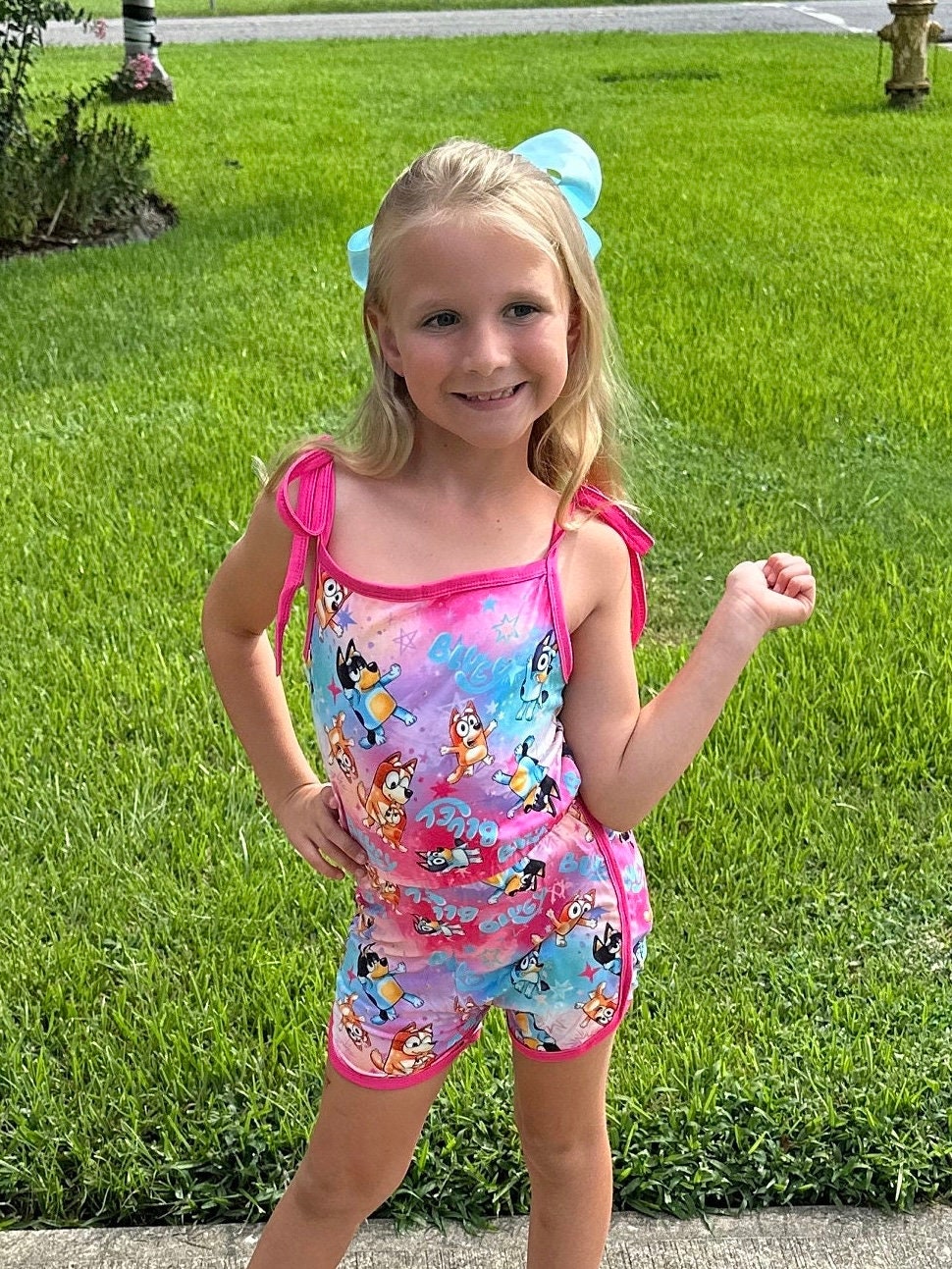 Blue Dog adjustable romper