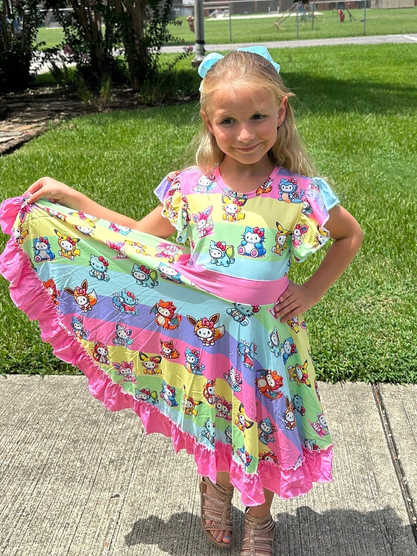 Kawaii Cat Pocket Characters Twirl Dress