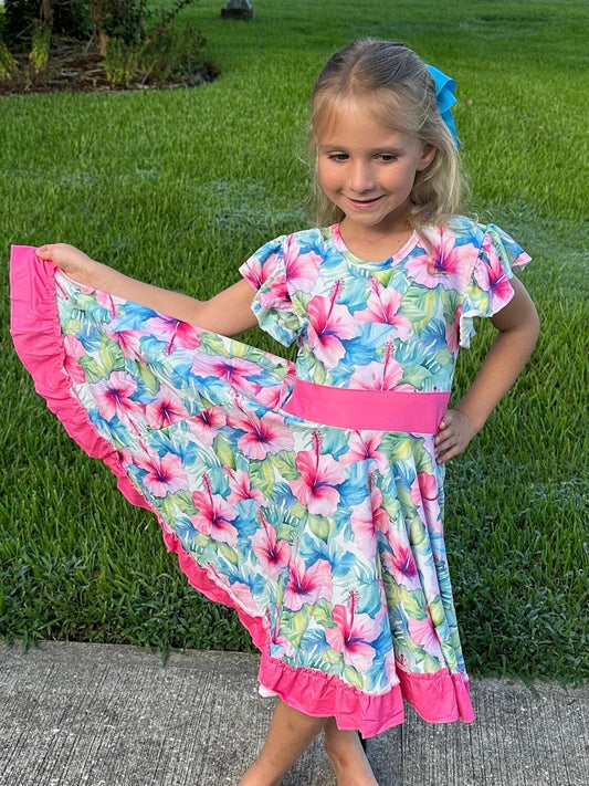 Hibiscus Bow Back Twirl Dress