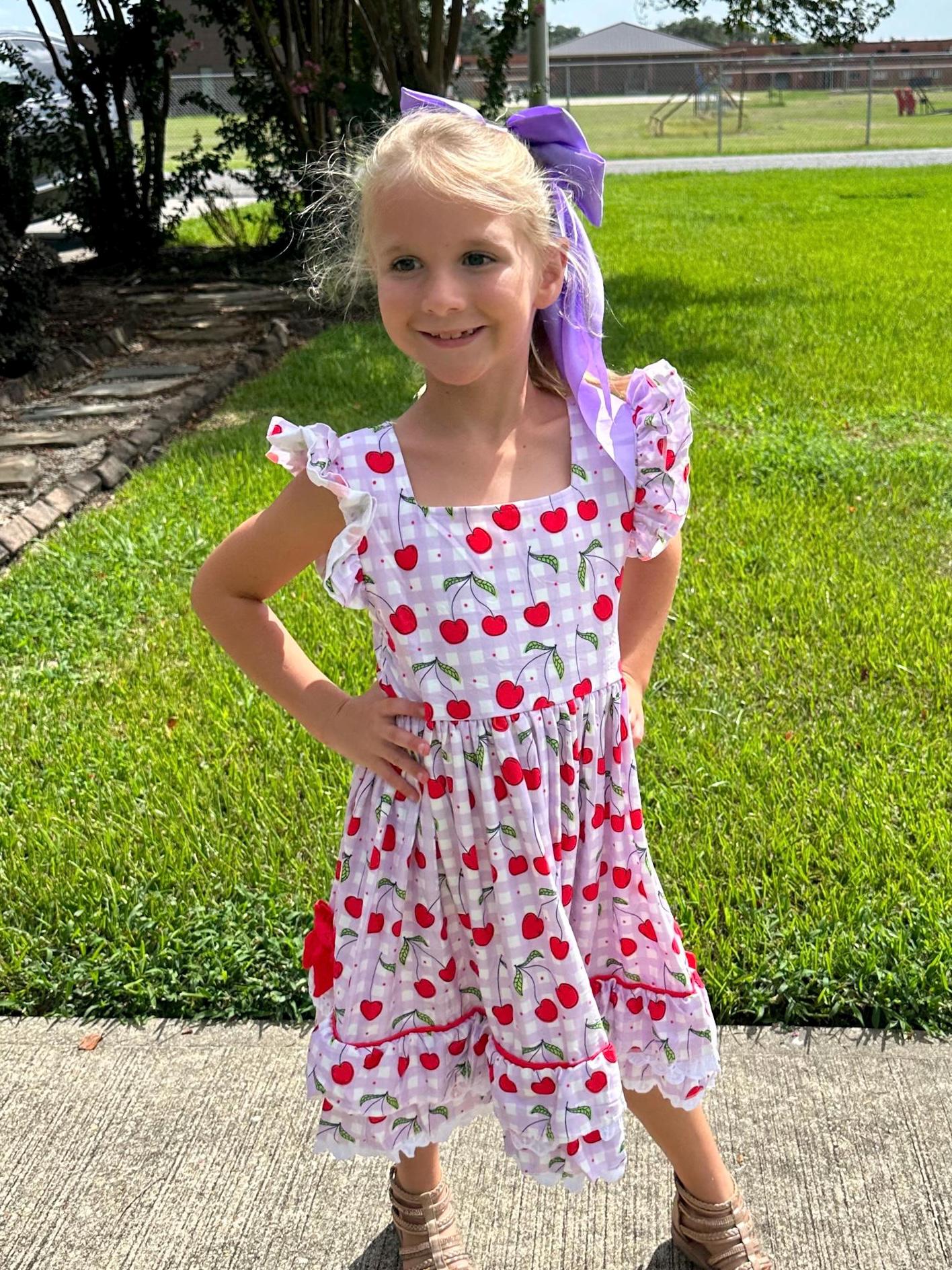 Cherries Lace and Ruffle Twirl Dress