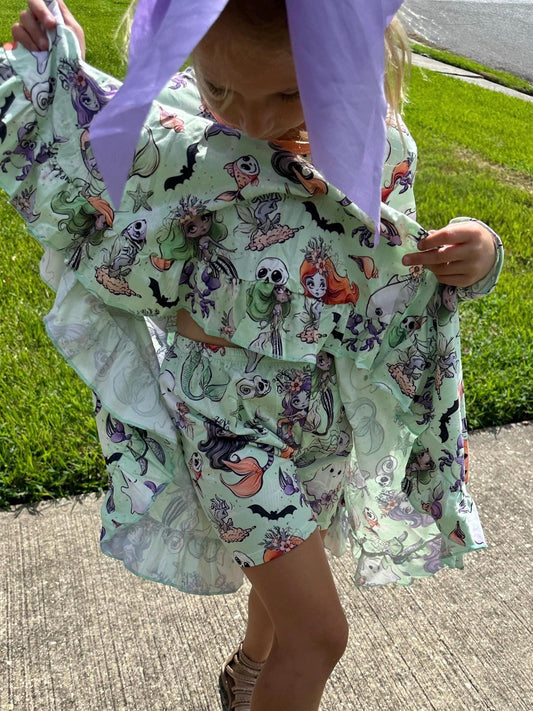 Haunted Ocean Long sleeve twirl dress WITH shorts