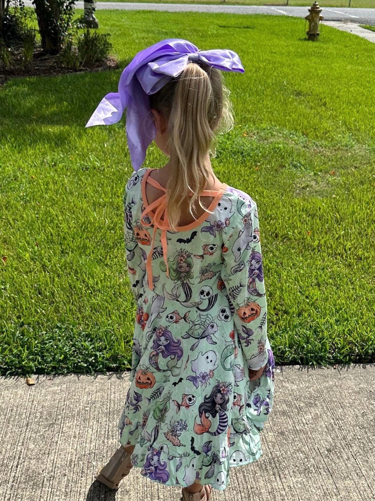 Haunted Ocean Long sleeve twirl dress WITH shorts