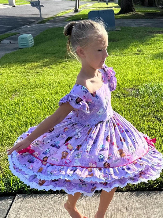Purple Dollhouse Ruffle and Lace Twirl Dress