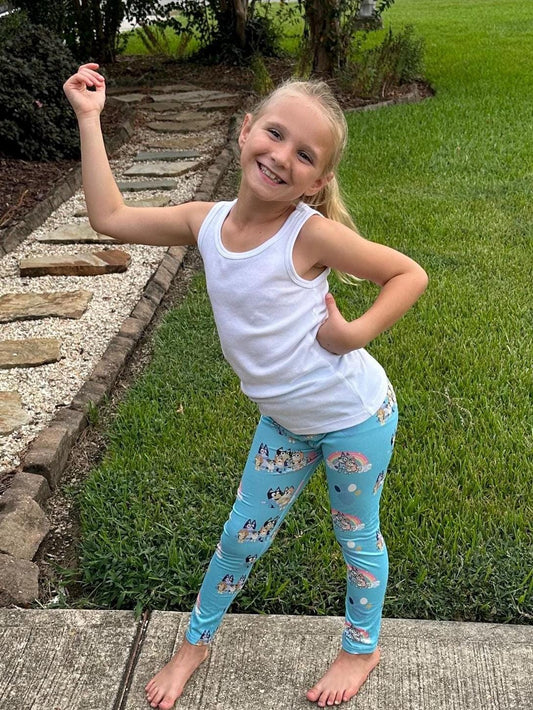 Blue Dog Rainbows Leggings