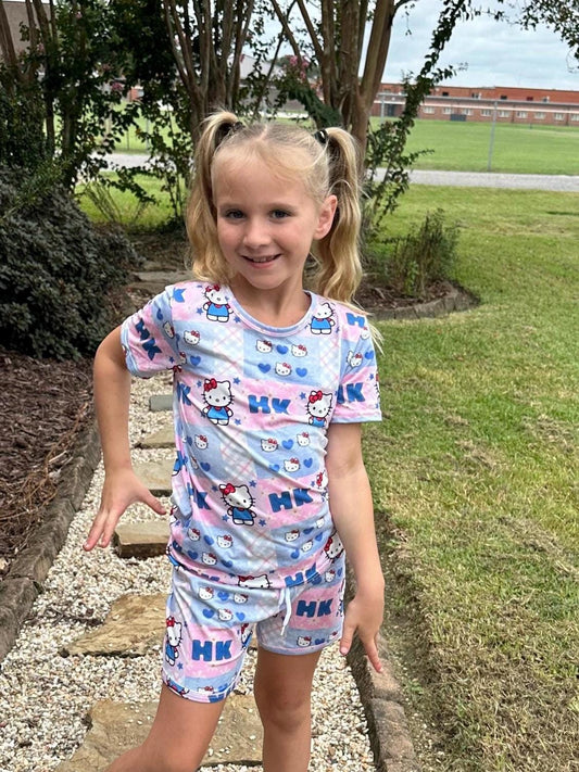 Pink Kawaii Cat Short Set