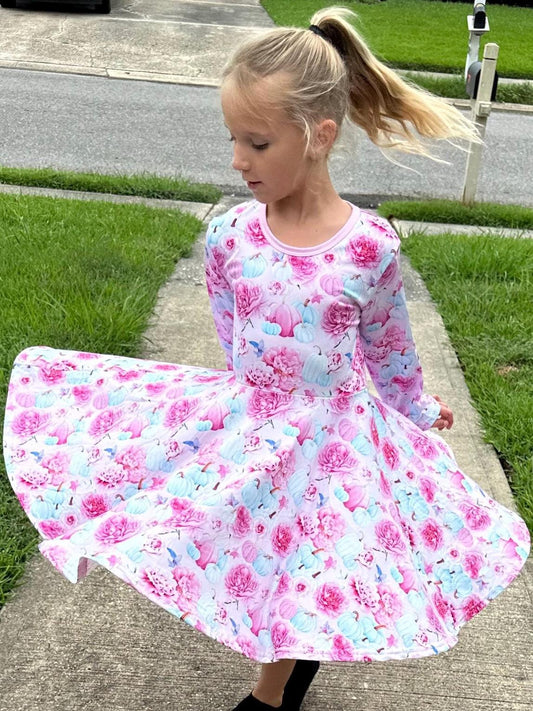 Pink Pumpkin Twirl Dress with shorts