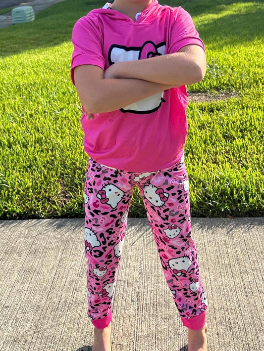 Leopard Kawaii Cat Jogger Set